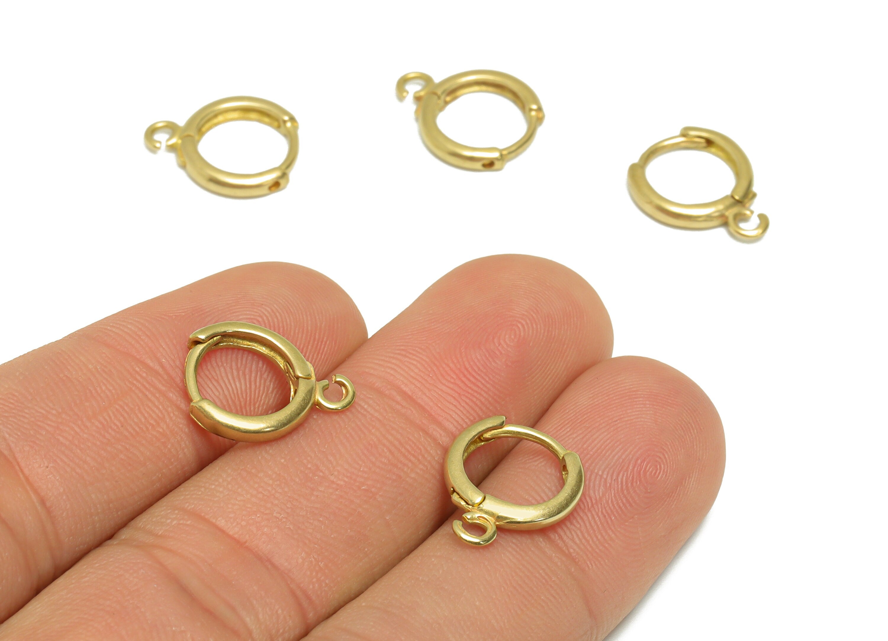 Brass Round Huggie Earring - Raw Brass Hoop Clasp Earring - 10mm Huggie Earring With Loop - Minimalist Huggie Earring - 14.2x11x2mm - PP9542 - DOMEDBAZAAR