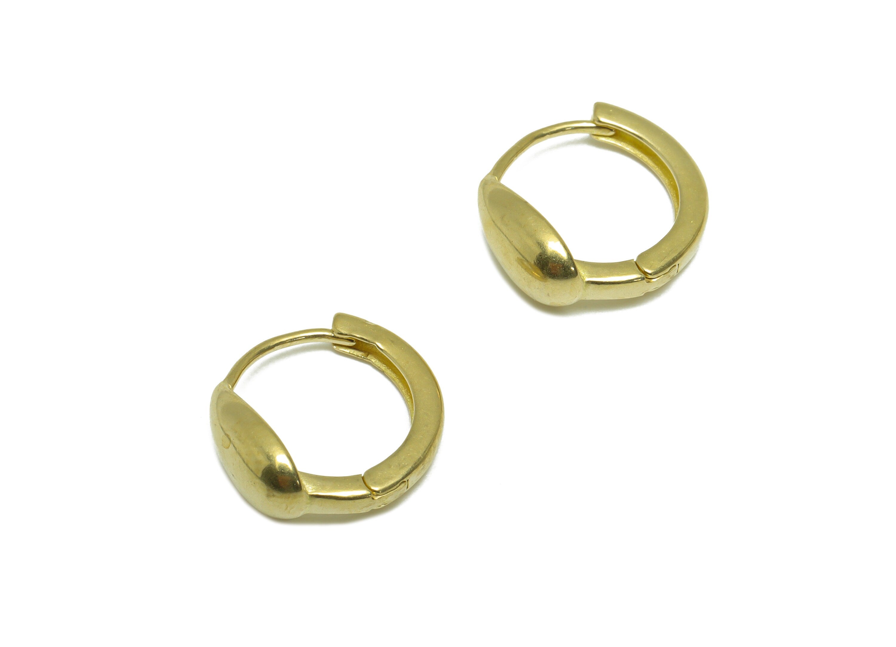 Brass Thick Huggie Hoop Earring - Raw Brass Drop Hoop Wire Earring - Brass Teardrop Huggie Hoop Earring - 13.8x14.3x5.12mm - PP9807 - DOMEDBAZAAR