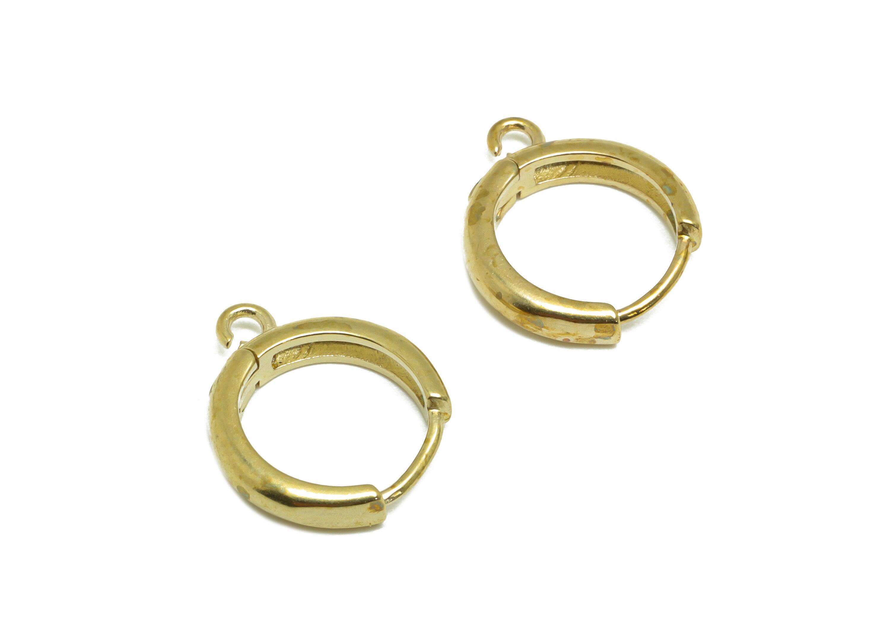 Brass Round Huggie Hoop Earring - Raw Brass Circle Hoop Wire Earring With Loop - Brass Minimalist Huggie Hoop Earring - 13.4x11x2mm- PP9819 - DOMEDBAZAAR