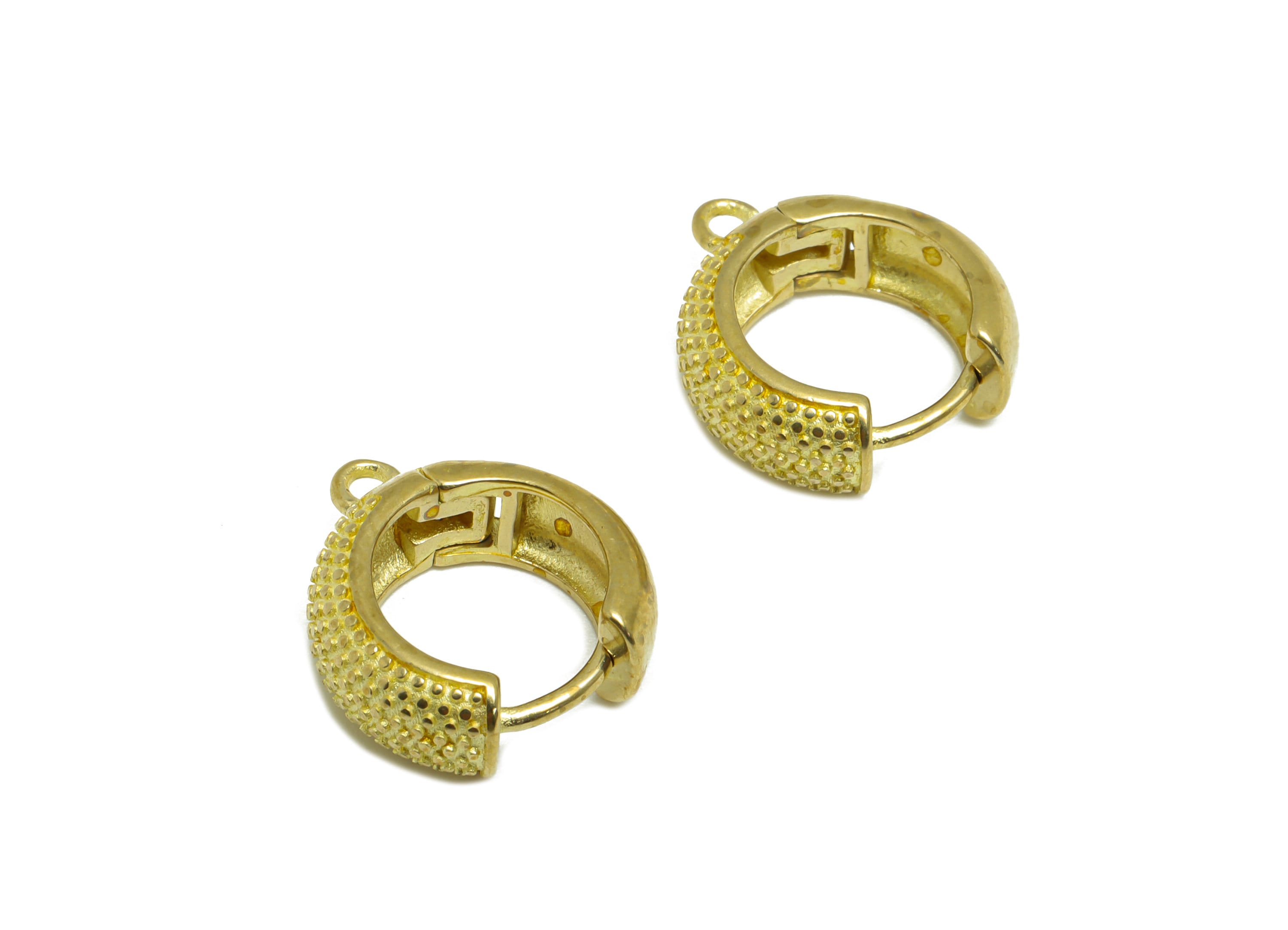 Brass Round Huggie Hoop Earring - Raw Brass Thick Textured Hoop Wire Earring - Brass Minimalist Huggie Hoop Earring - 15.9x14x5.4mm- PP9817 - DOMEDBAZAAR