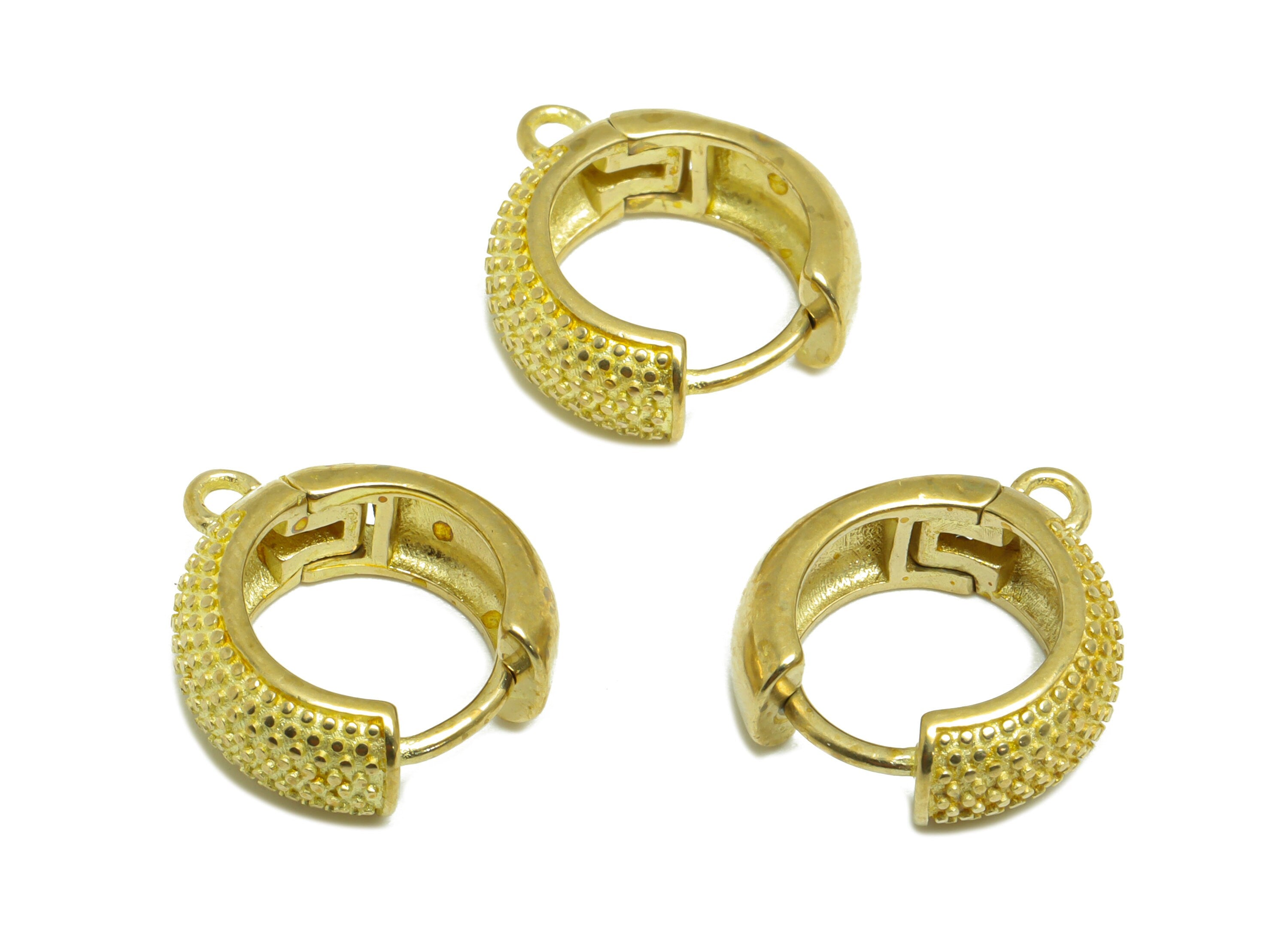 Brass Round Huggie Hoop Earring - Raw Brass Thick Textured Hoop Wire Earring - Brass Minimalist Huggie Hoop Earring - 15.9x14x5.4mm- PP9817 - DOMEDBAZAAR