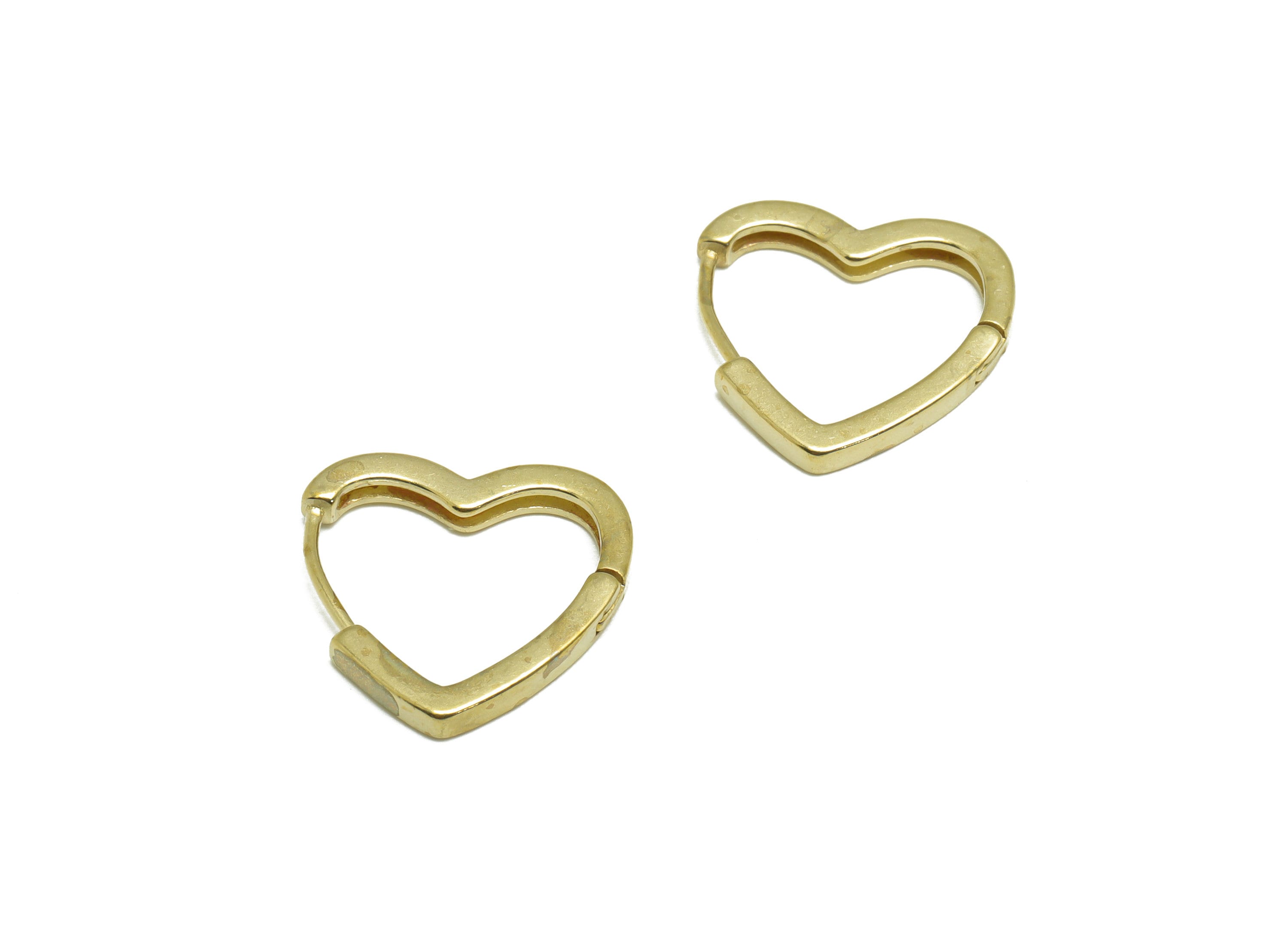 Brass Heart Huggie Hoop Earring - Raw Brass Heart Hoop Wire Earring - Brass Huggie Hoop Earring - Heart Clasp Hoop - 15.8x16.3x2mm - PP9818 - DOMEDBAZAAR
