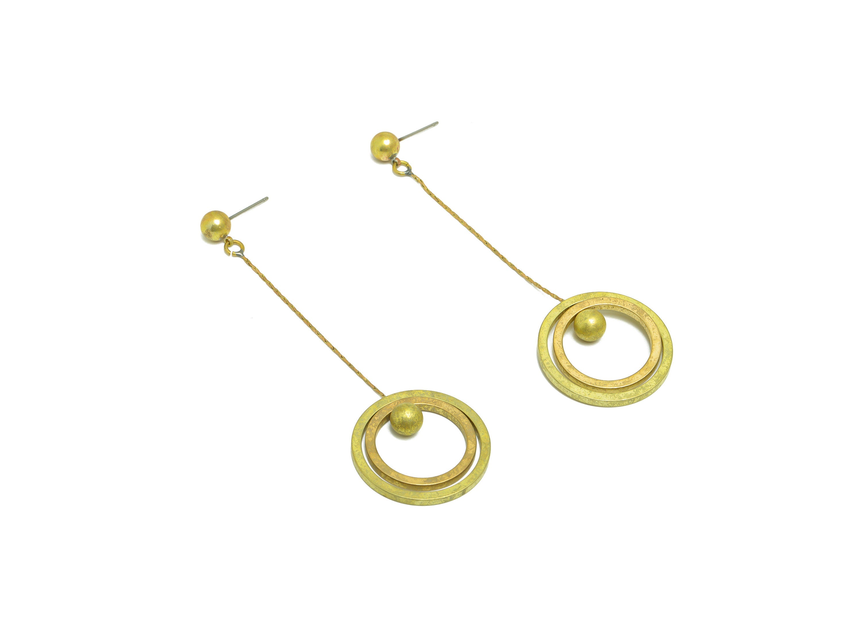 Brass Dangle Ball Earring Post - Raw Brass Round Earring Post - Brass Circle Earring Post - Snake Chain Earring Post - 79x25x1.96mm - PP9961 - DOMEDBAZAAR