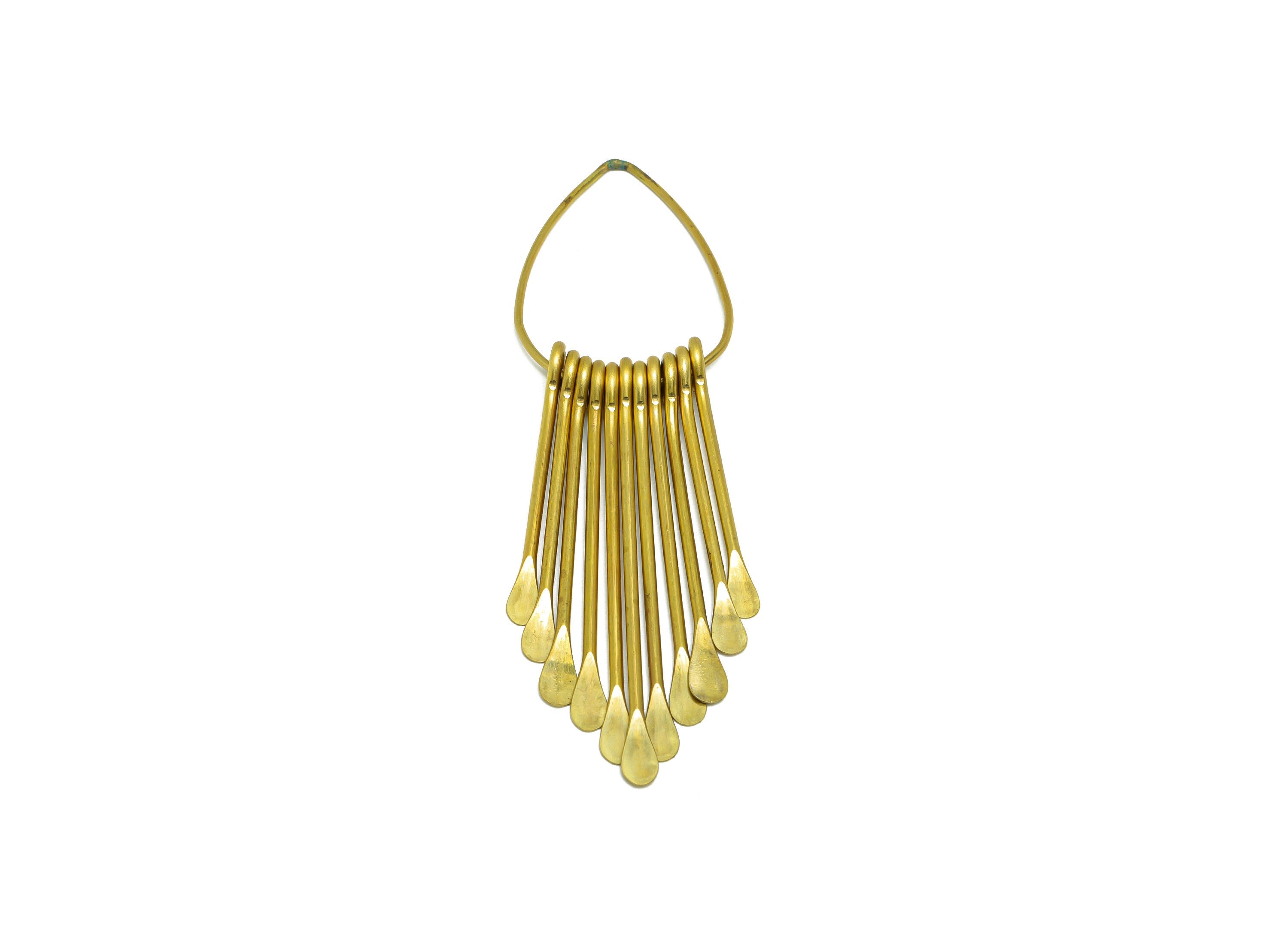 Drop Wire Tassel Earring Charm - Brass Teardrop Wire Earring Charm - Hammered Wire Earring - Dangle Fringe Earring - 97x28x6mm - PP9984 - DOMEDBAZAAR