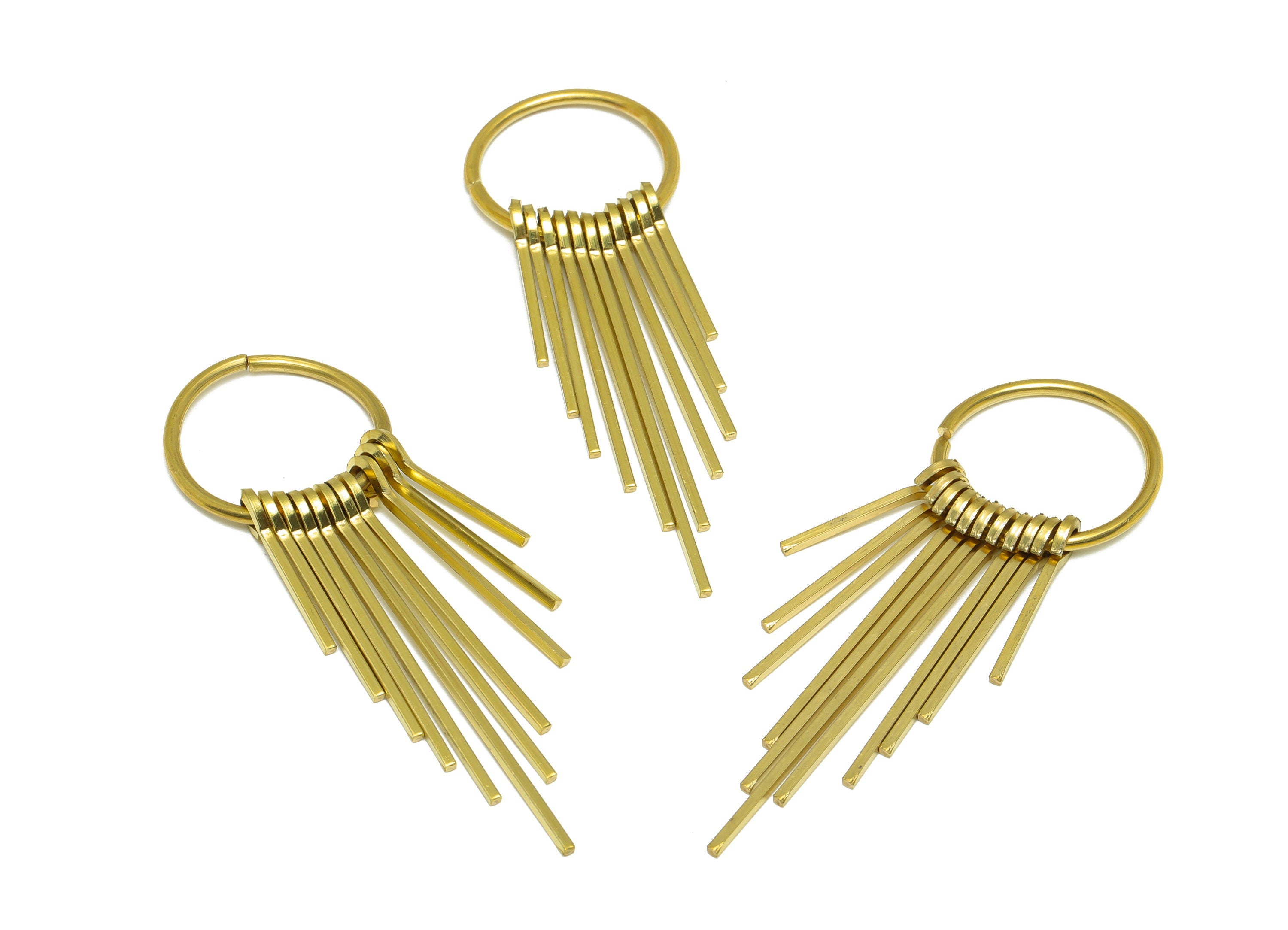 Brass Wire Tassel Earring Charm - Brass Round Wire Earring Charm - Stick Wire Earring - Dangle Fringe Earring - 60x20x4.3mm -PP9989 - DOMEDBAZAAR