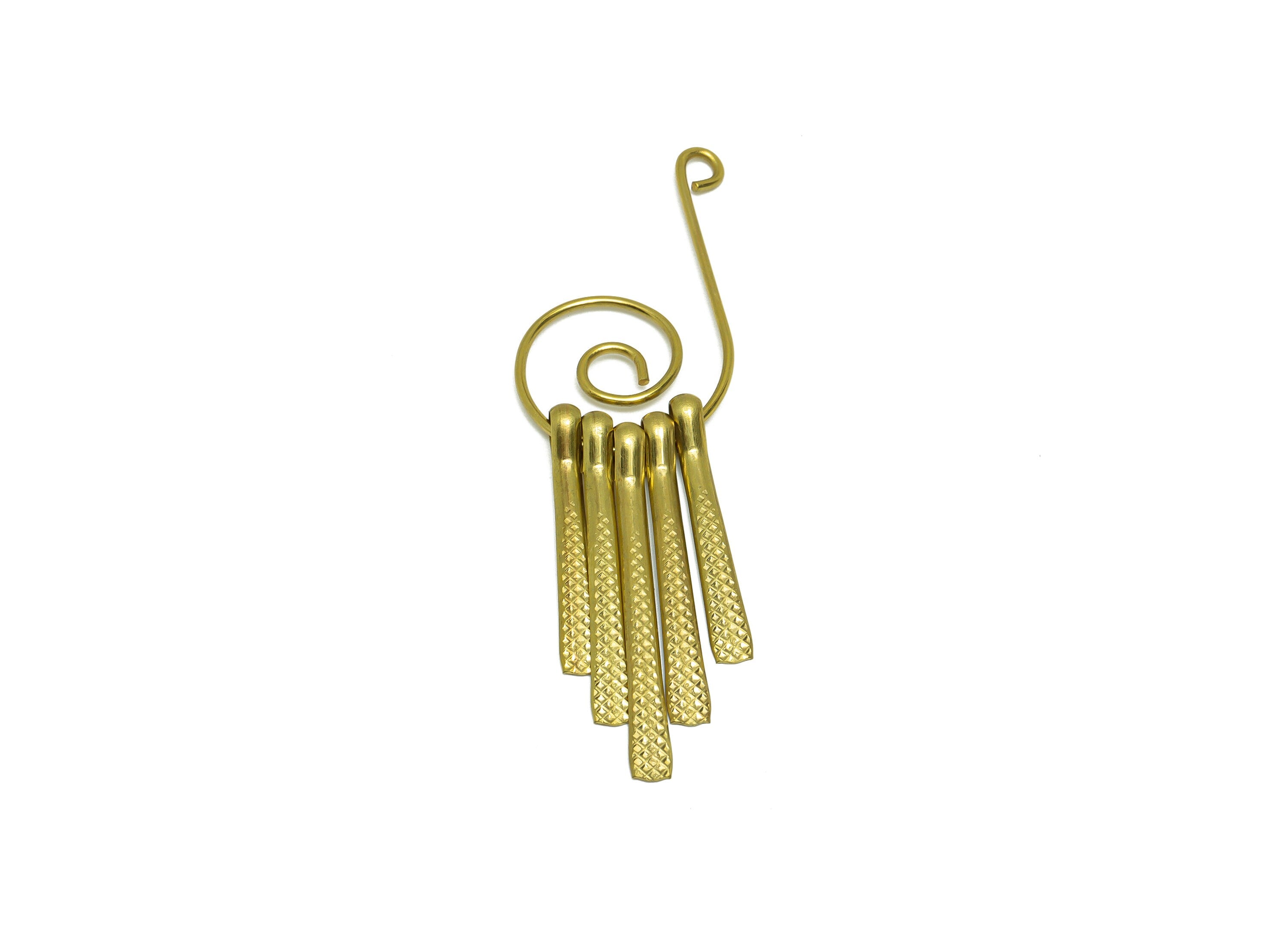 Snail Wire Tassel Earring Charm - Brass Textured Wire Earring Charm - Hammered Wire Earring - Dangle Fringe Earring - 75x22x5mm -PP9986 - DOMEDBAZAAR