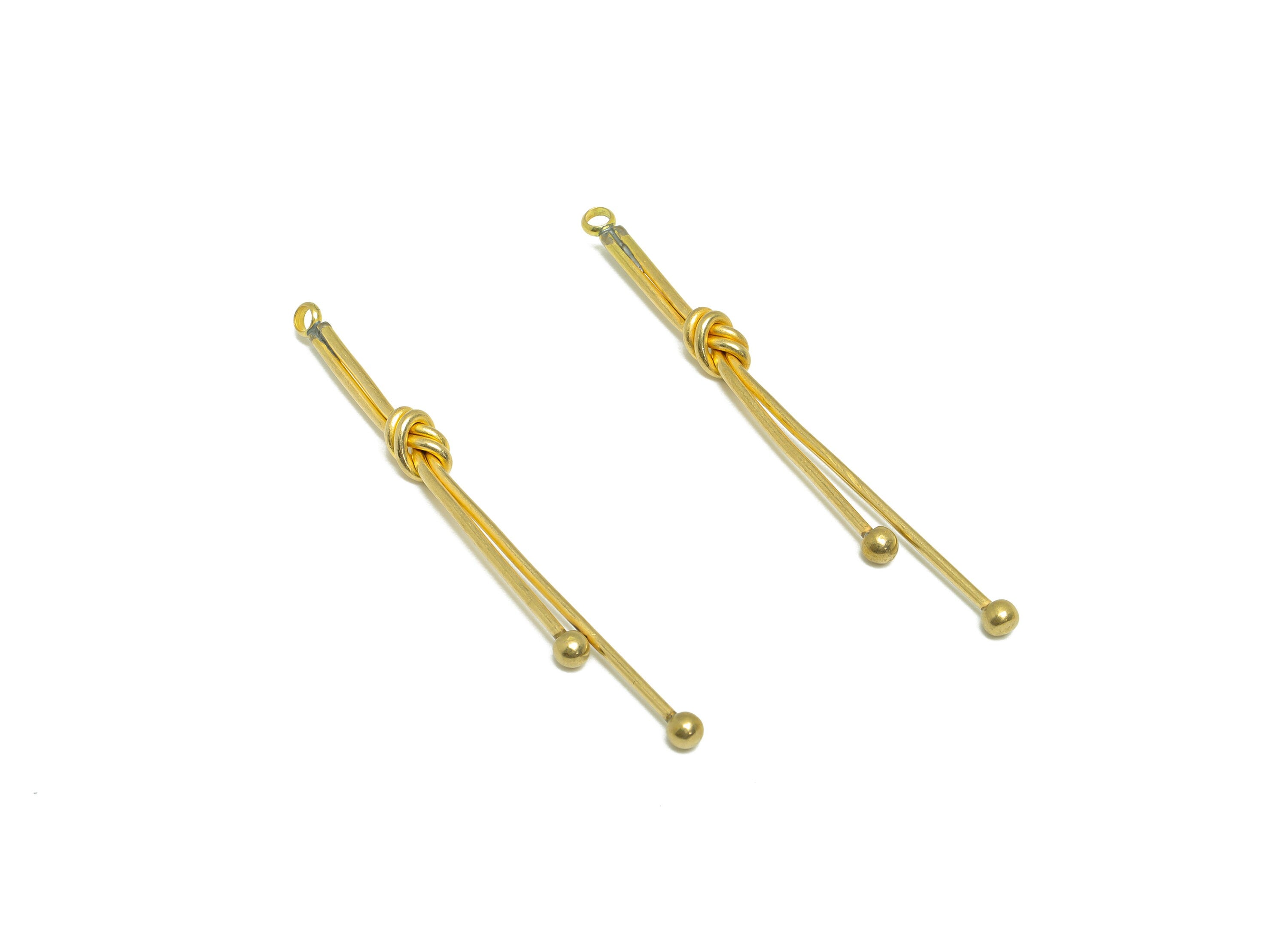 Brass Wire Knot Earring Charm - Brass Stick Wire Earring Charm - Bar Wire Earring Charm - Knot Stick Pendant - 54.27x5.18x1.08mm -PP9959 - DOMEDBAZAAR