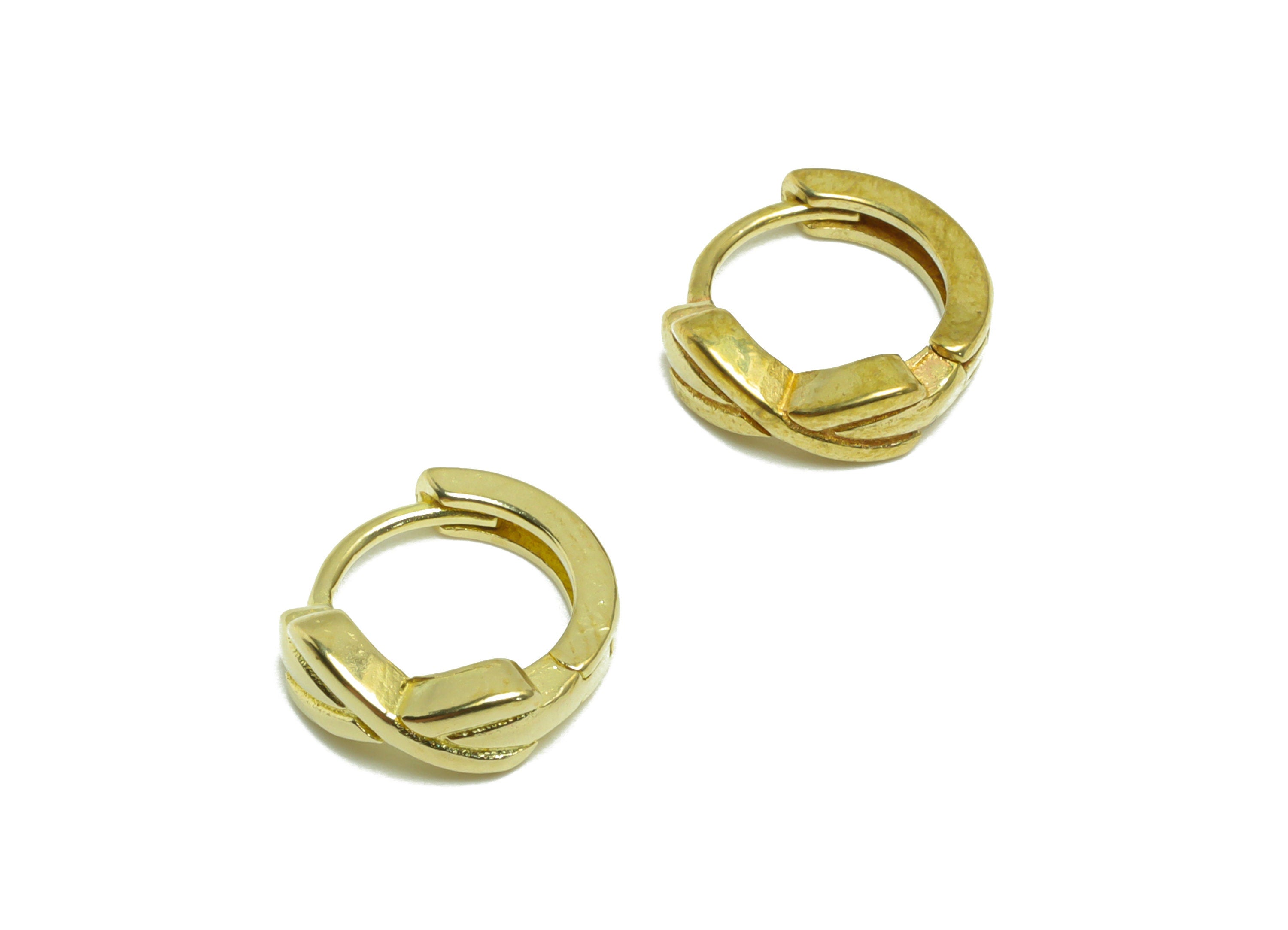 Brass Round Huggie Hoop Earring - Raw Brass Bow Tie Hoop Huggie Earring - Brass Huggie Hoop Earring - 10.74x12.06x2.8mm - PP9503 - DOMEDBAZAAR