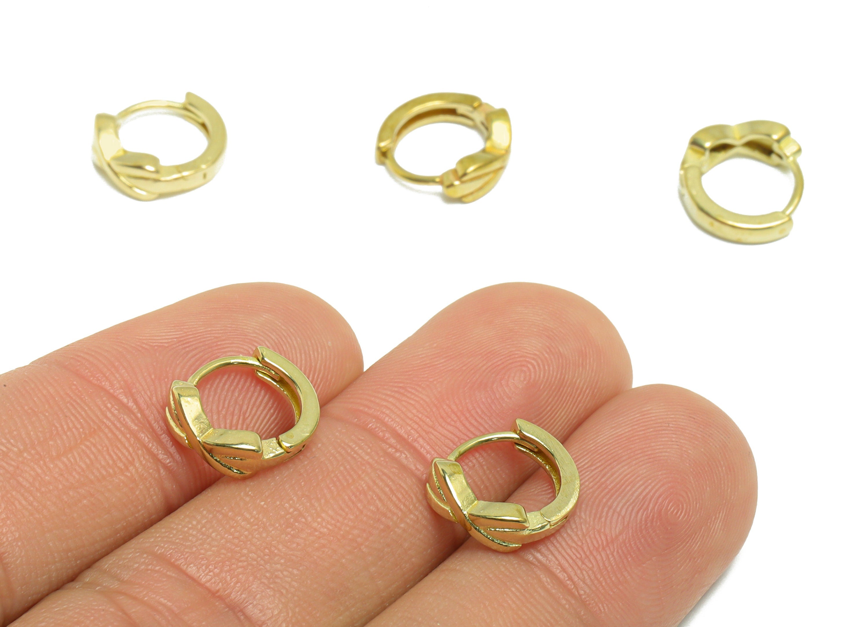 Brass Round Huggie Hoop Earring - Raw Brass Bow Tie Hoop Huggie Earring - Brass Huggie Hoop Earring - 10.74x12.06x2.8mm - PP9503 - DOMEDBAZAAR