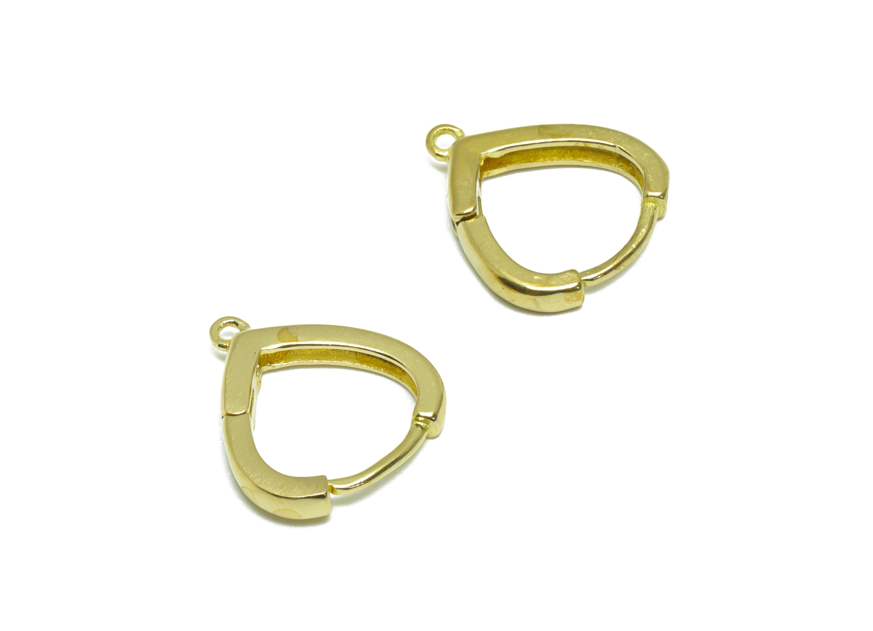 Brass Teardrop Huggie Hoop Earring - Raw Brass Hoop Huggie Earring With Loop - Brass Drop Huggie Hoop Earring - 15.50x13.61x2.53mm - PP9507 - DOMEDBAZAAR