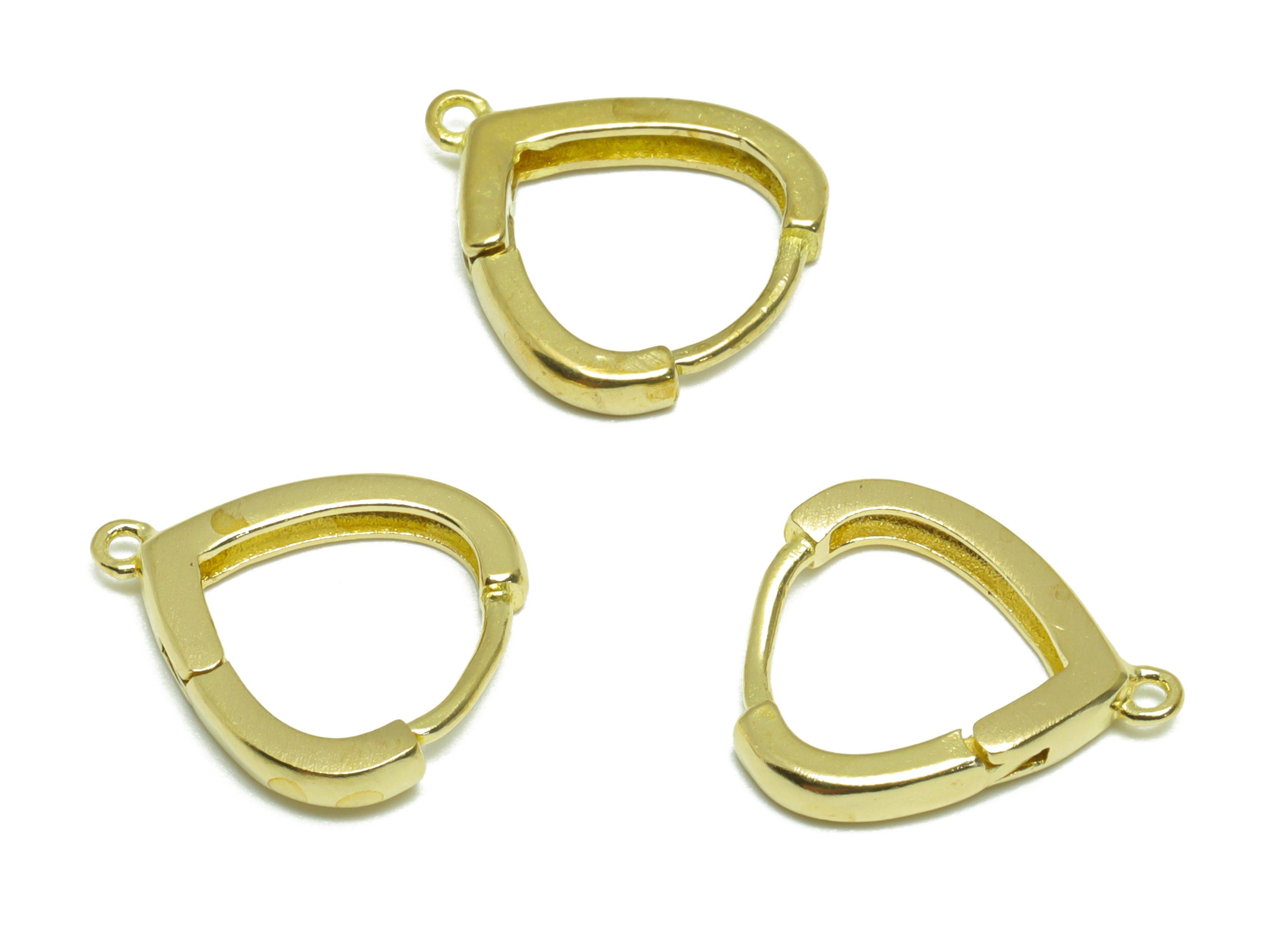 Brass Teardrop Huggie Hoop Earring - Raw Brass Hoop Huggie Earring With Loop - Brass Drop Huggie Hoop Earring - 15.50x13.61x2.53mm - PP9507 - DOMEDBAZAAR