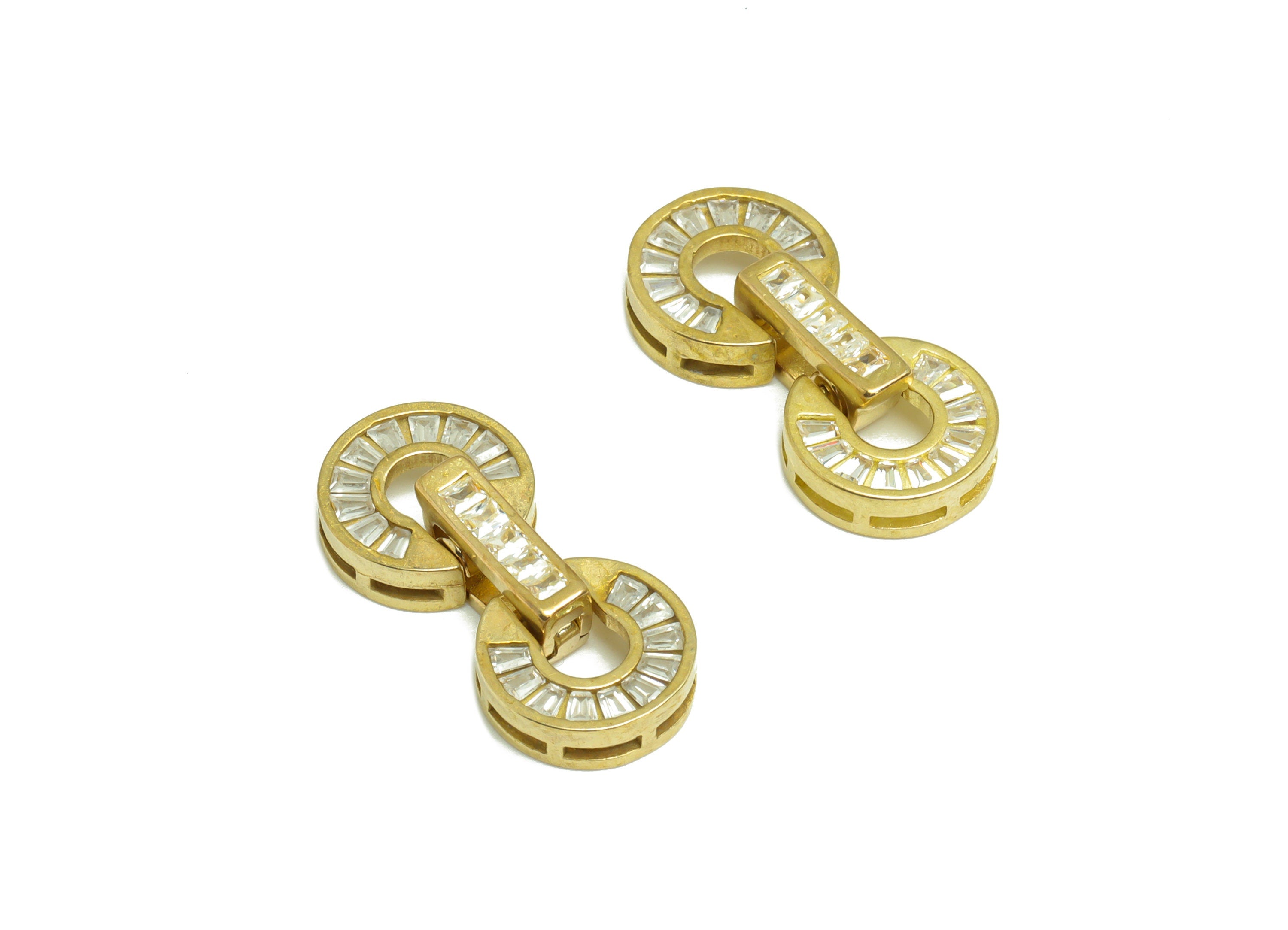 Brass Zircon Round Earring Pendant - Textured Circle Earring Charm - Raw Brass CZ Double Circle Pendant - For Necklace - 19.10x4mm - PP9762 - DOMEDBAZAAR