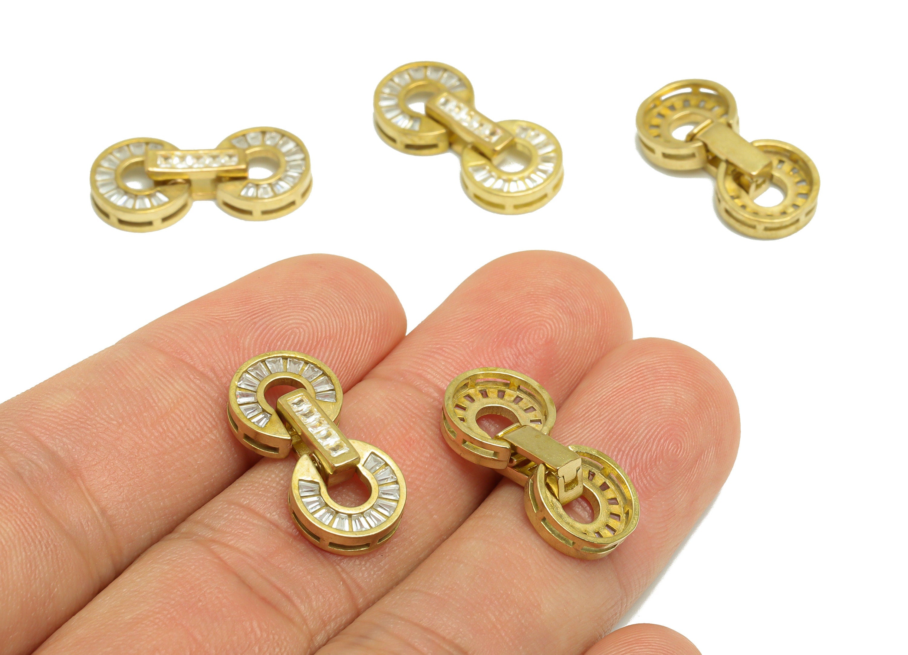 Brass Zircon Round Earring Pendant - Textured Circle Earring Charm - Raw Brass CZ Double Circle Pendant - For Necklace - 19.10x4mm - PP9762 - DOMEDBAZAAR