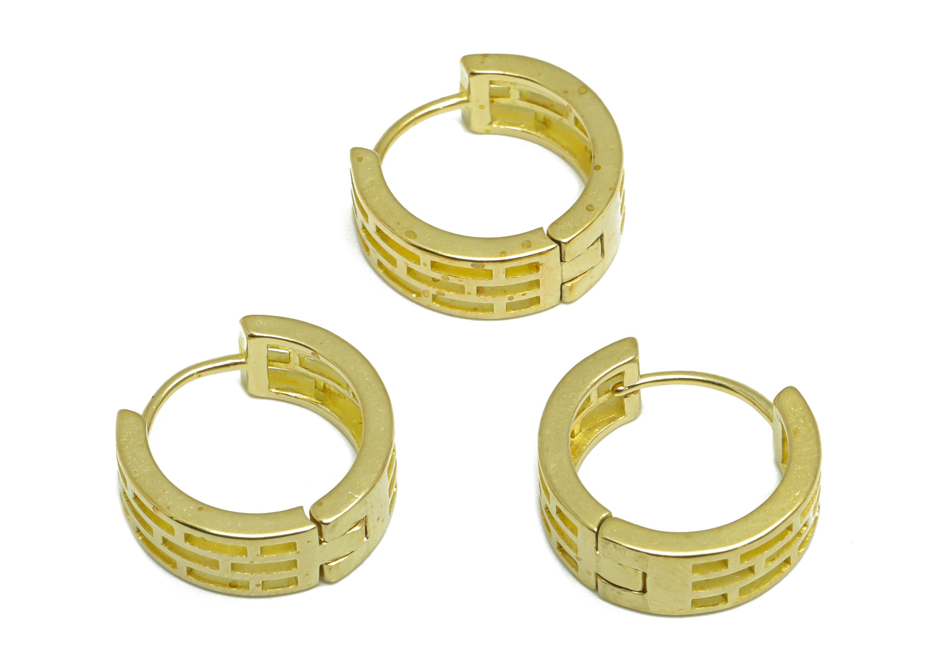 Brass Round Huggie Hoop Earring - Raw Brass Wide Wire Earring Clasp - Brass Hollow Earring - Clasp Hoop Earring - 15.6x15.2x4mm - PP9661 - DOMEDBAZAAR