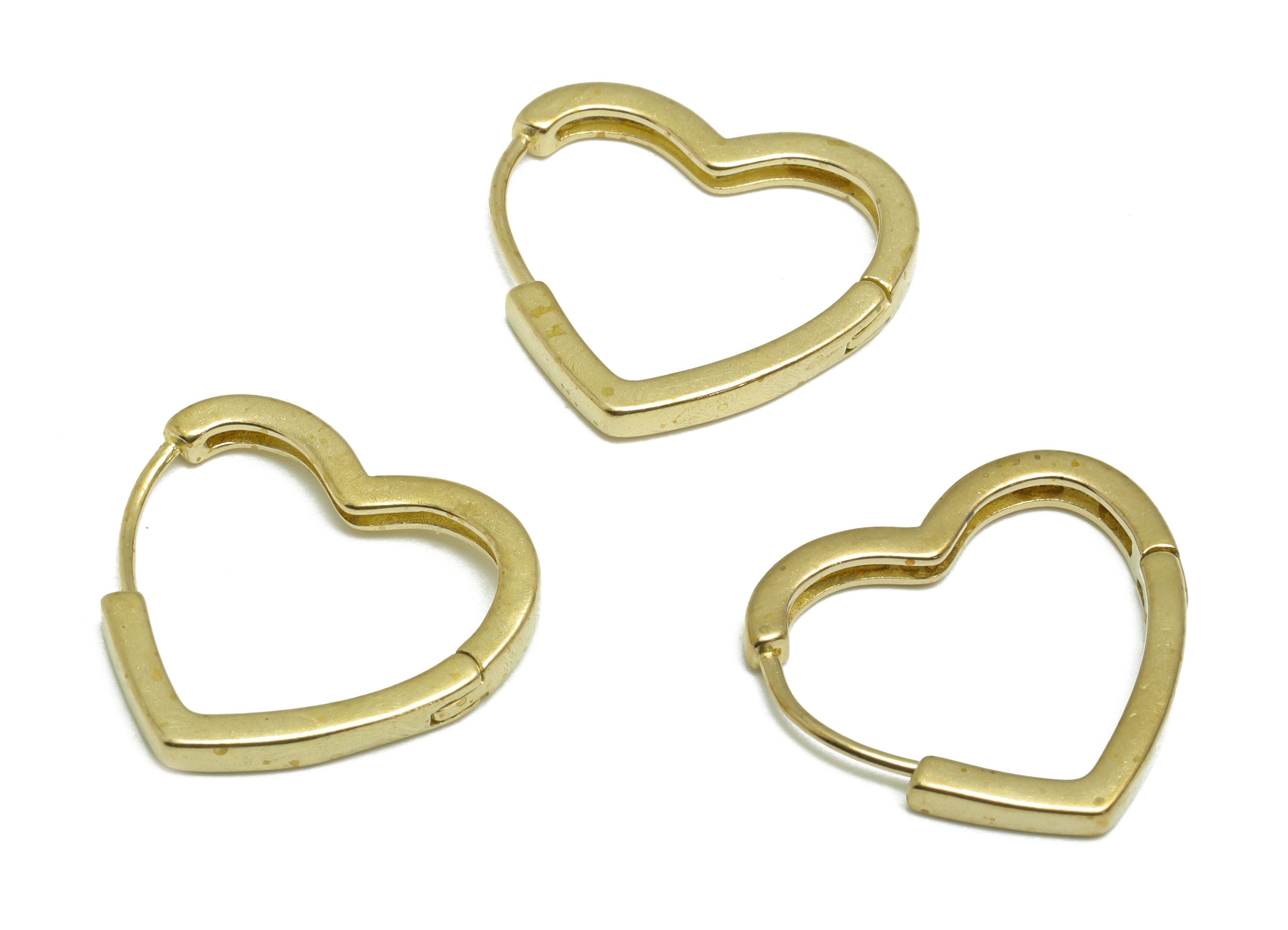 Brass Heart Huggie Hoop Earring - Raw Brass Heart Earring Clasp - Brass Heart Hoop Earring - Clasp Hoop Earring - 18x17.7x2.25mm - PP9662 - DOMEDBAZAAR