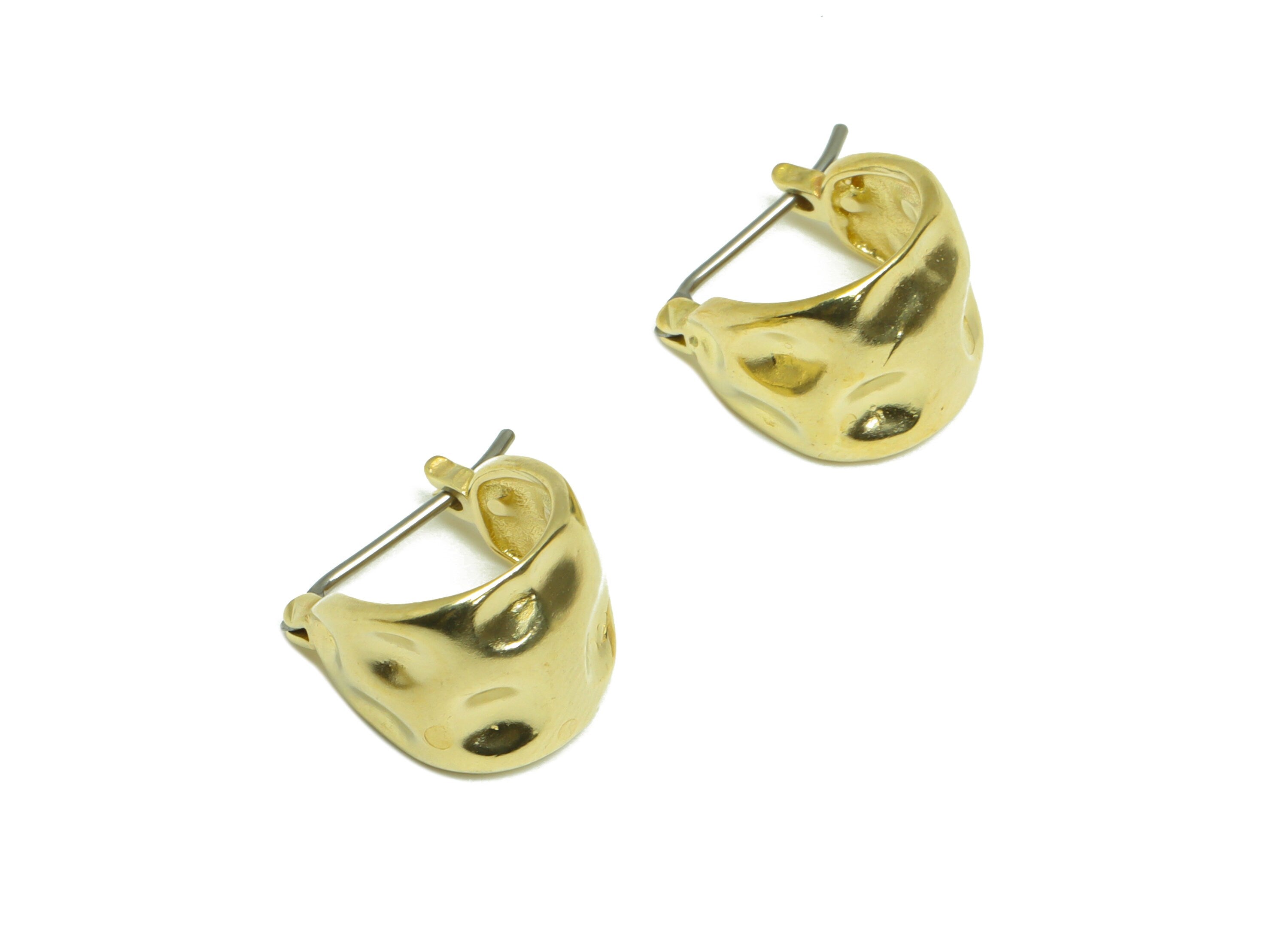 Hammered Hinged Back Earring - Raw Brass Wide Hoop Earring - Brass Hammered Hoop Earring - Hinged Back Earring - 8x4.2x1.82mm - PP9520 - DOMEDBAZAAR