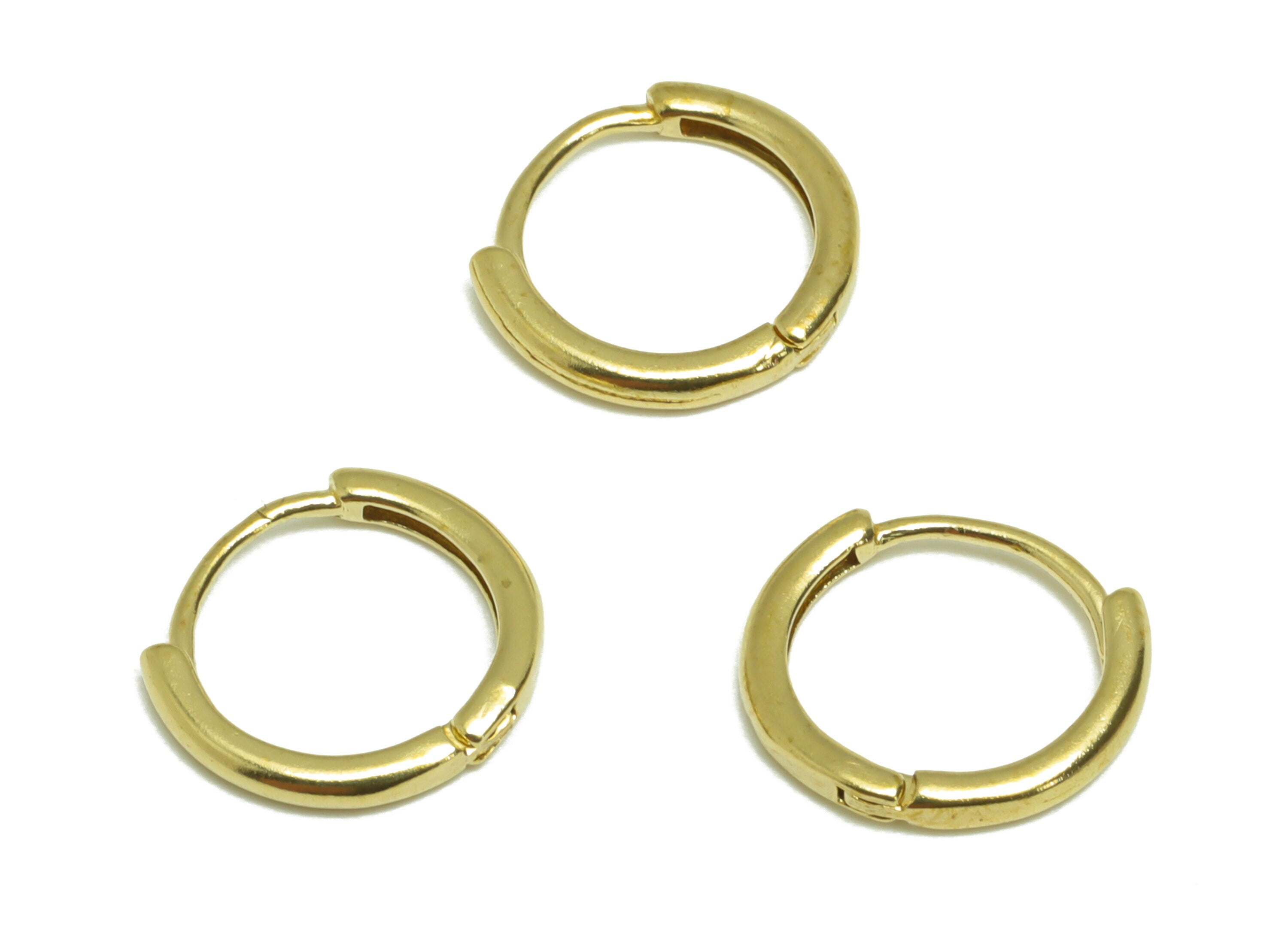Brass Round Huggie Hoop Earring - Raw Brass Hoop Huggie Earring With Loop - Brass Circle Huggie Hoop Earring - 10.90x11.89x1.6mm - PP9512 - DOMEDBAZAAR