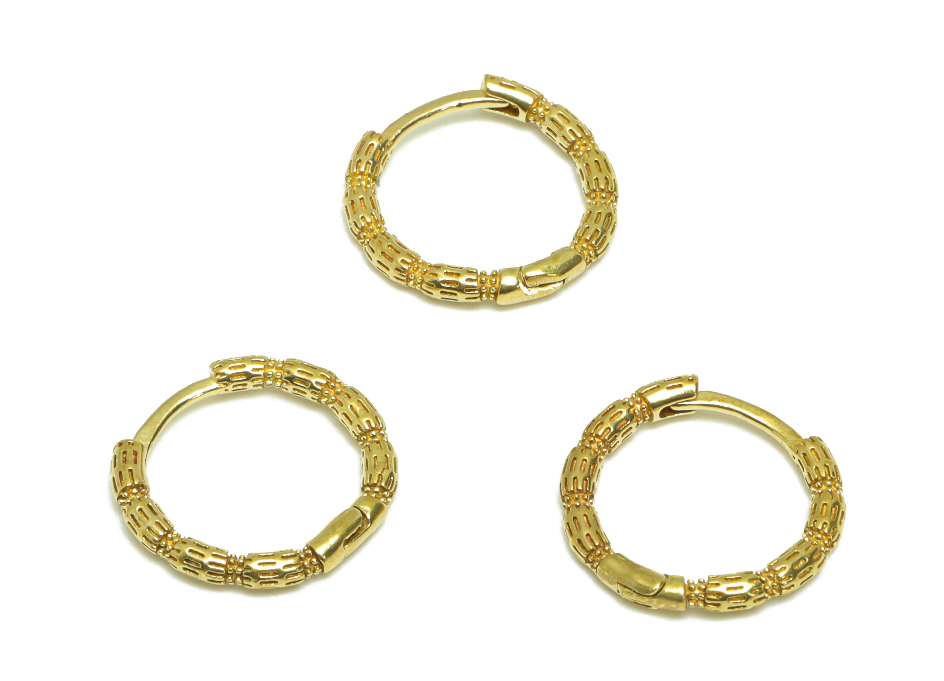 Brass Textured Huggie Hoop Earring - Raw Brass Hoop Huggie Earring - Brass Round Huggie Hoop Earring - 12.65x13.66x1.72mm - PP9530 - DOMEDBAZAAR