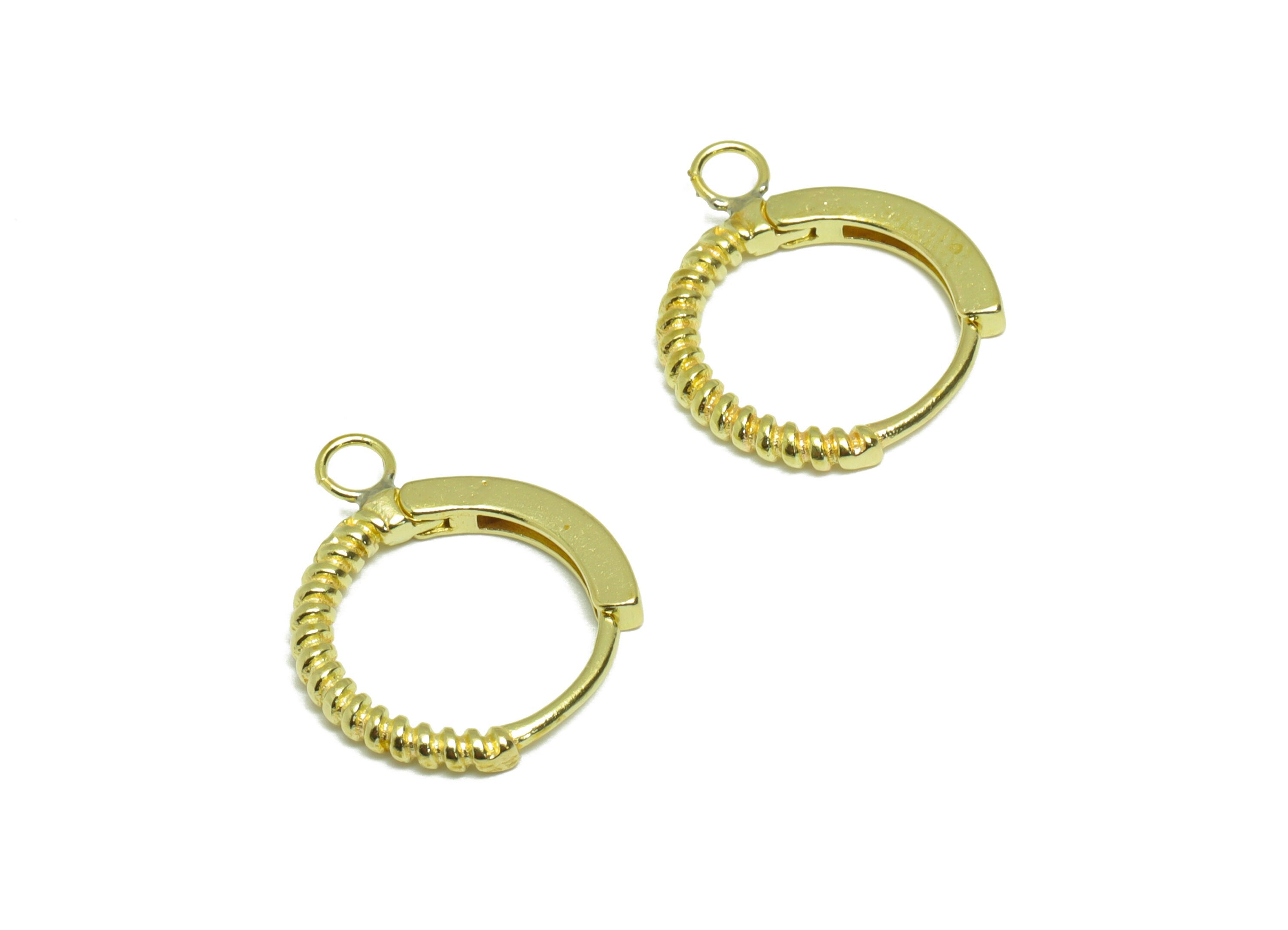 Brass Textured Huggie Hoop Earring - Raw Brass Wire Hoop Huggie Earring With Loop - Brass Round Huggie Hoop Earring - 12.49x13x1mm - PP9509 - DOMEDBAZAAR