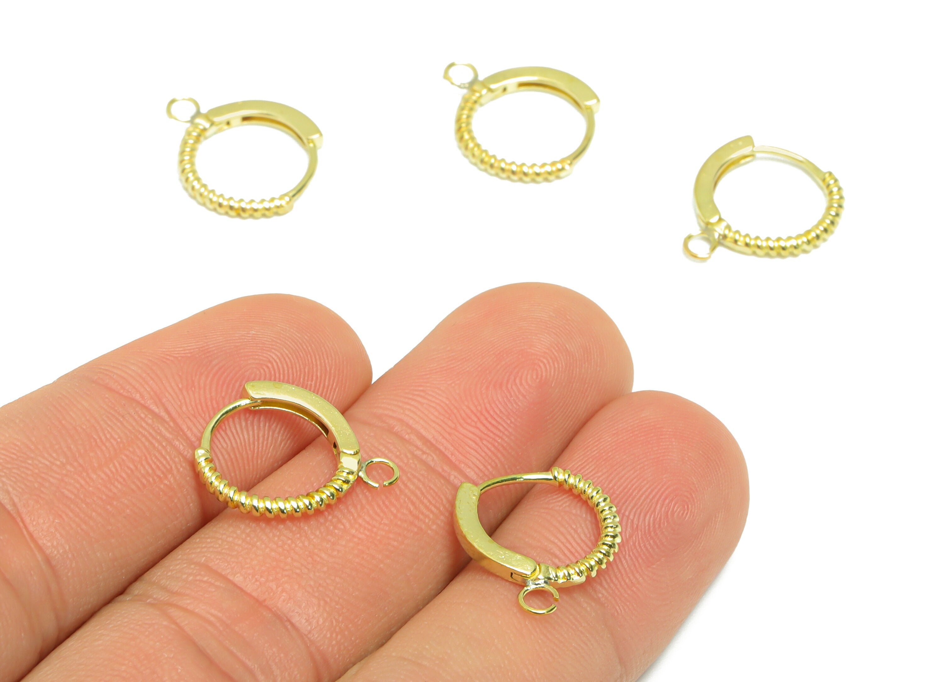 Brass Textured Huggie Hoop Earring - Raw Brass Wire Hoop Huggie Earring With Loop - Brass Round Huggie Hoop Earring - 12.49x13x1mm - PP9509 - DOMEDBAZAAR