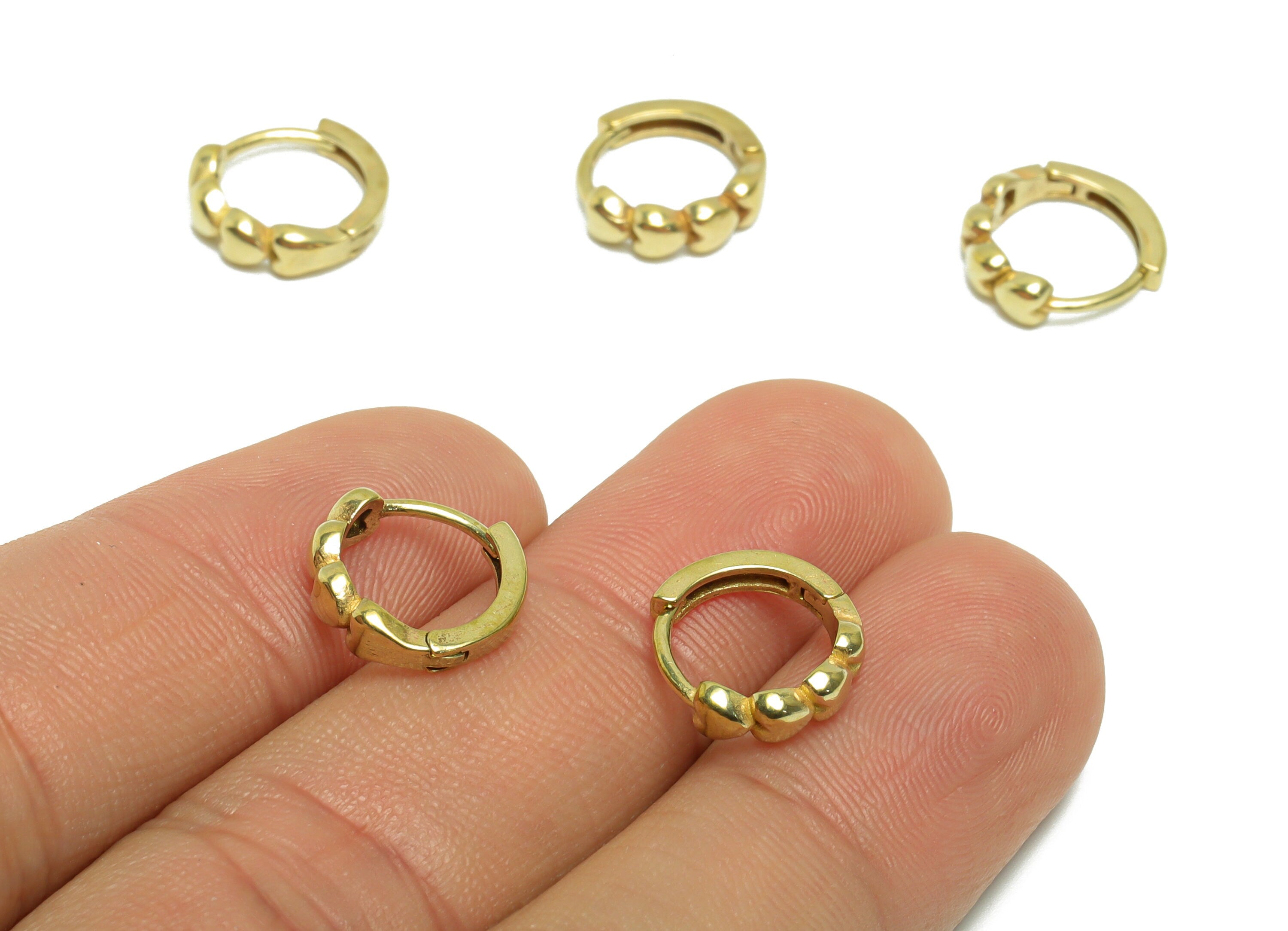 Brass Heart Huggie Hoop Earring - Raw Brass Heart Hoop Huggie Earring - Brass Round Huggie Hoop Earring - 11.57x12.33x2.20mm - PP9501 - DOMEDBAZAAR