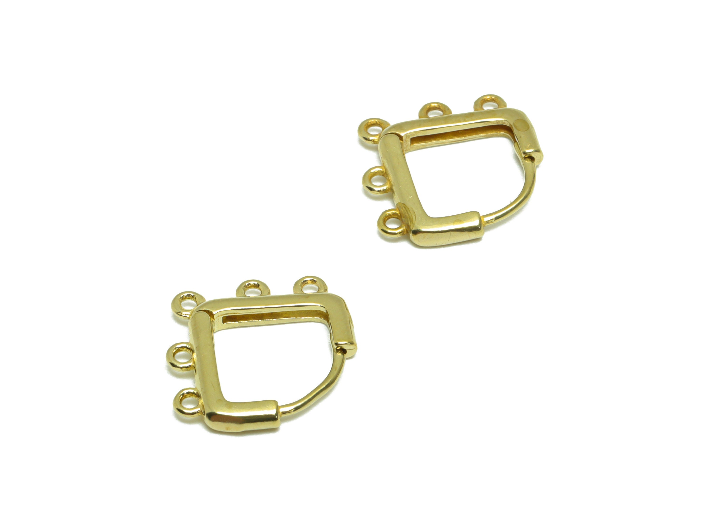 Diamond Huggie Hoop Earring - Raw Brass Earring Clasp With 5 Loop - Brass Clasp Hoop Earring For Tassel Chain - 14.33x14.32x2.06mm - PP9533 - DOMEDBAZAAR