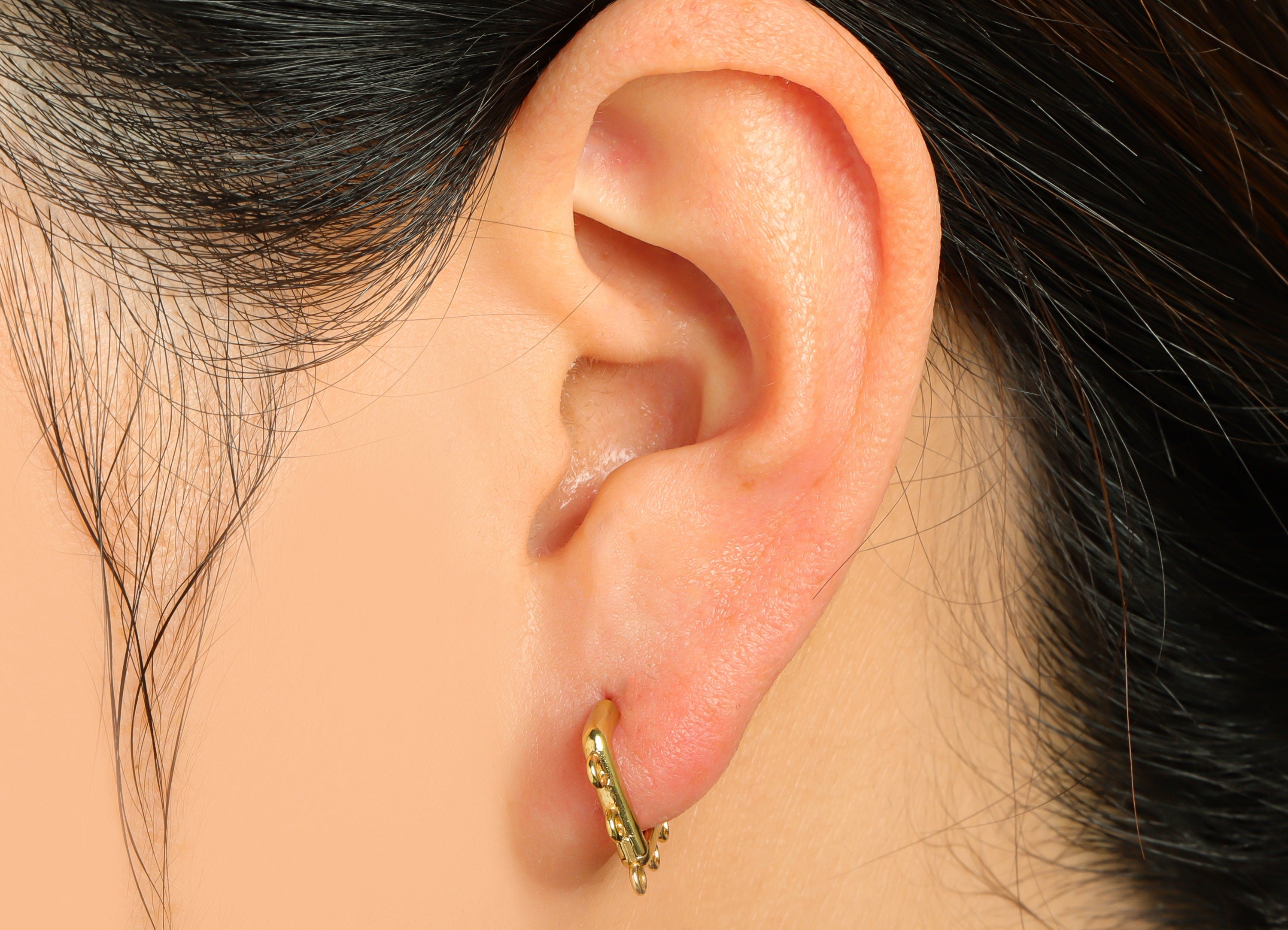 Diamond Huggie Hoop Earring - Raw Brass Earring Clasp With 5 Loop - Brass Clasp Hoop Earring For Tassel Chain - 14.33x14.32x2.06mm - PP9533 - DOMEDBAZAAR