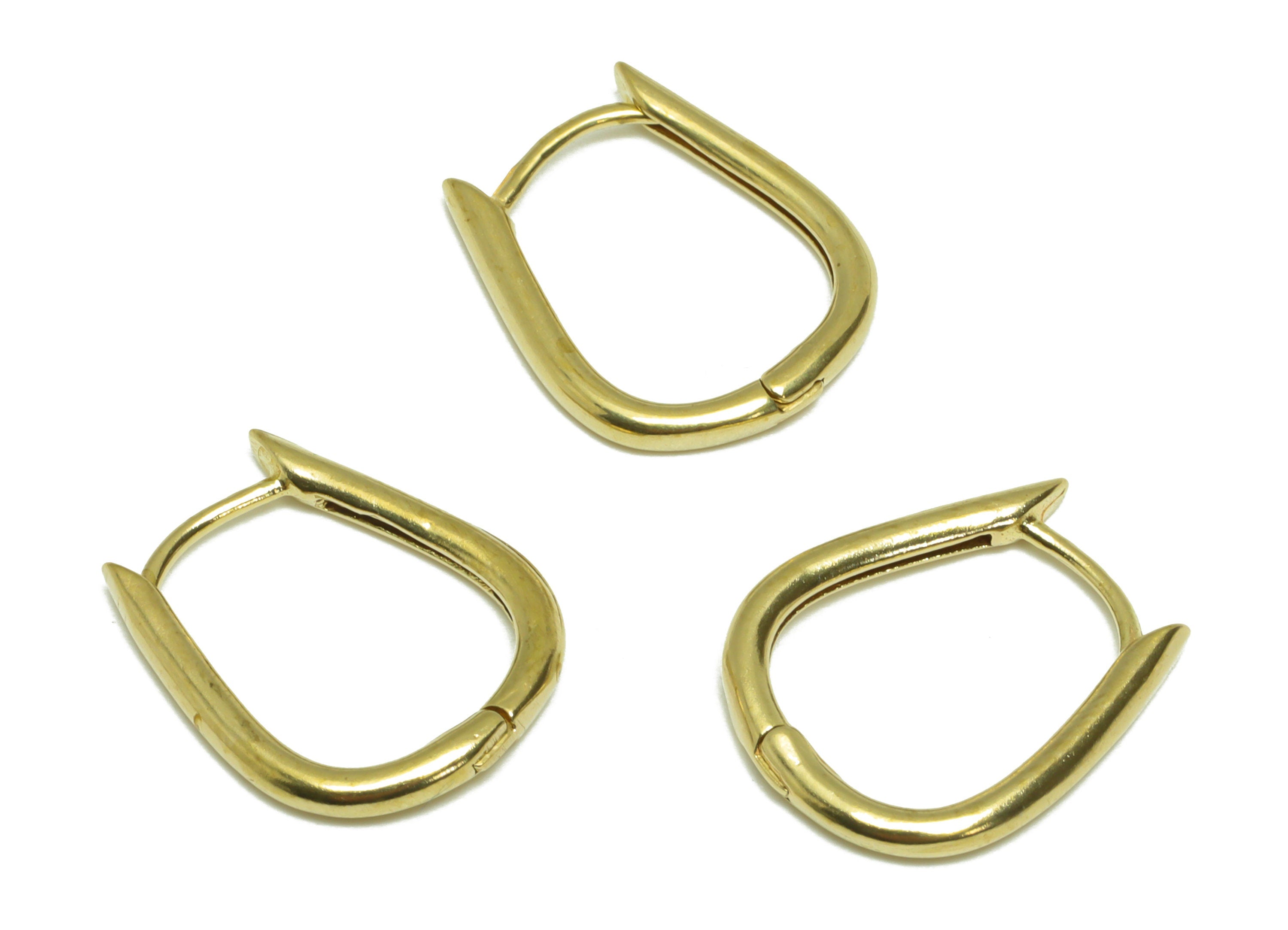 Brass Oval Huggie Hoop Earring - Raw Brass Hoop Huggie Earring - Brass Geometry Clasp Hoop Earring - 17.32x14.51x2.01mm - PP9500 - DOMEDBAZAAR