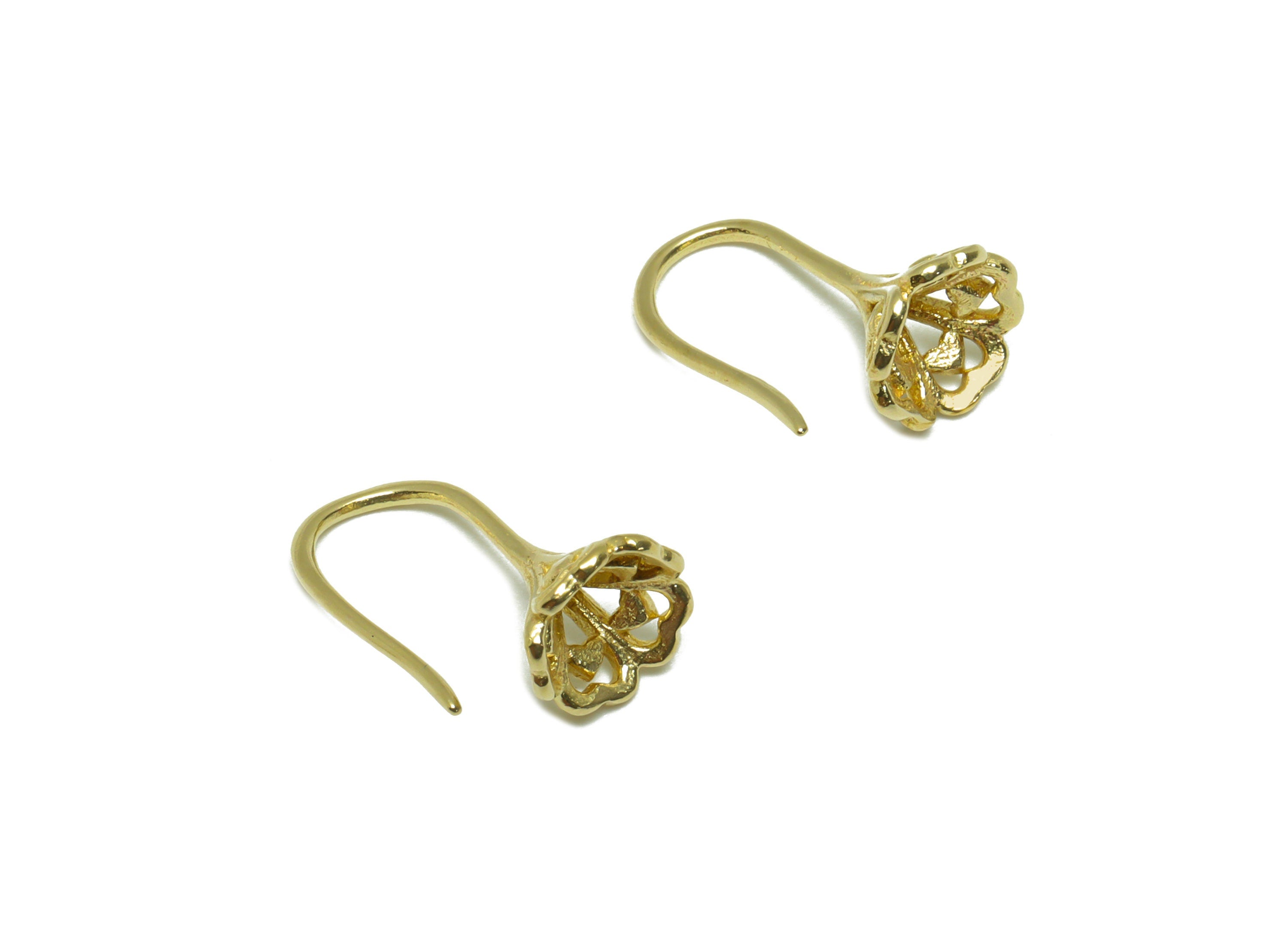 Textured Wire Hook Earring - Raw Brass Flower Hook Earring For Bead - Ear Wire Hook Earring For Diamond - Hook Earring - 10x5x1mm - PP9515 - DOMEDBAZAAR