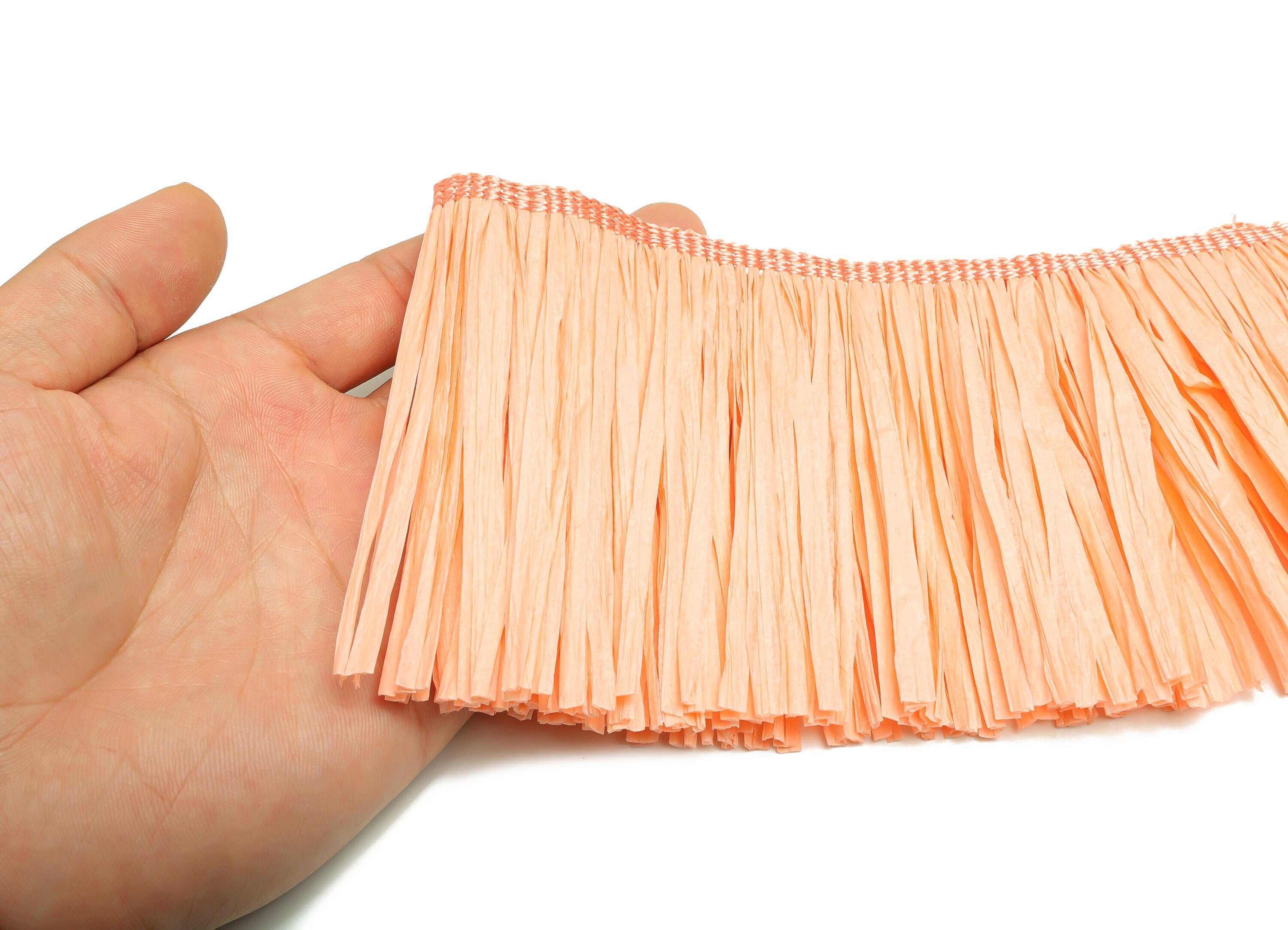 10.5cm Pink Raffia Tassel – Raffia Tassels Strip – Raffia Grass Tassels Skirt - Jewelry Accessories - Earring Finding - RS1072P - DOMEDBAZAAR
