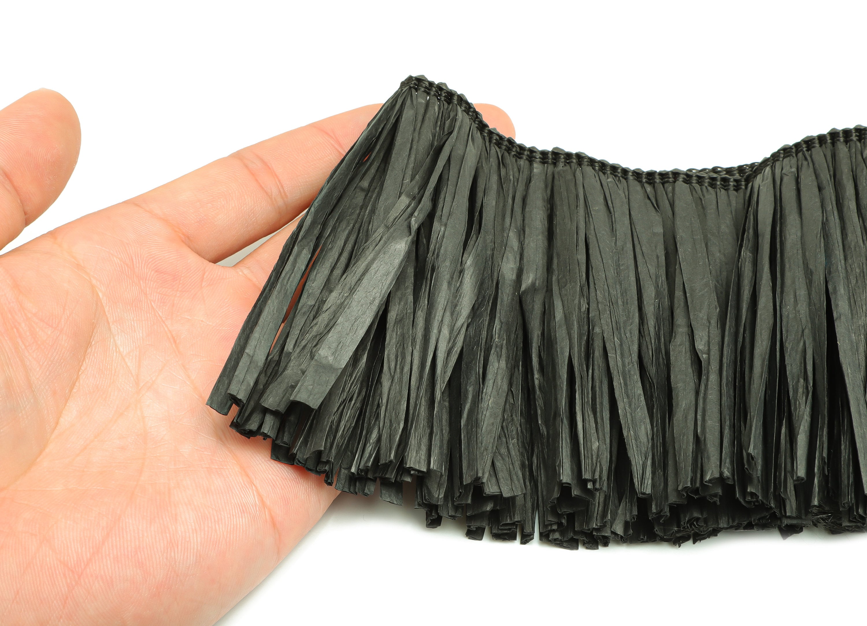 10.5cm Black Raffia Tassel – Raffia Tassels Strip – Raffia Grass Tassels Skirt - Jewelry Accessories - Earring Finding - RS1072B - DOMEDBAZAAR