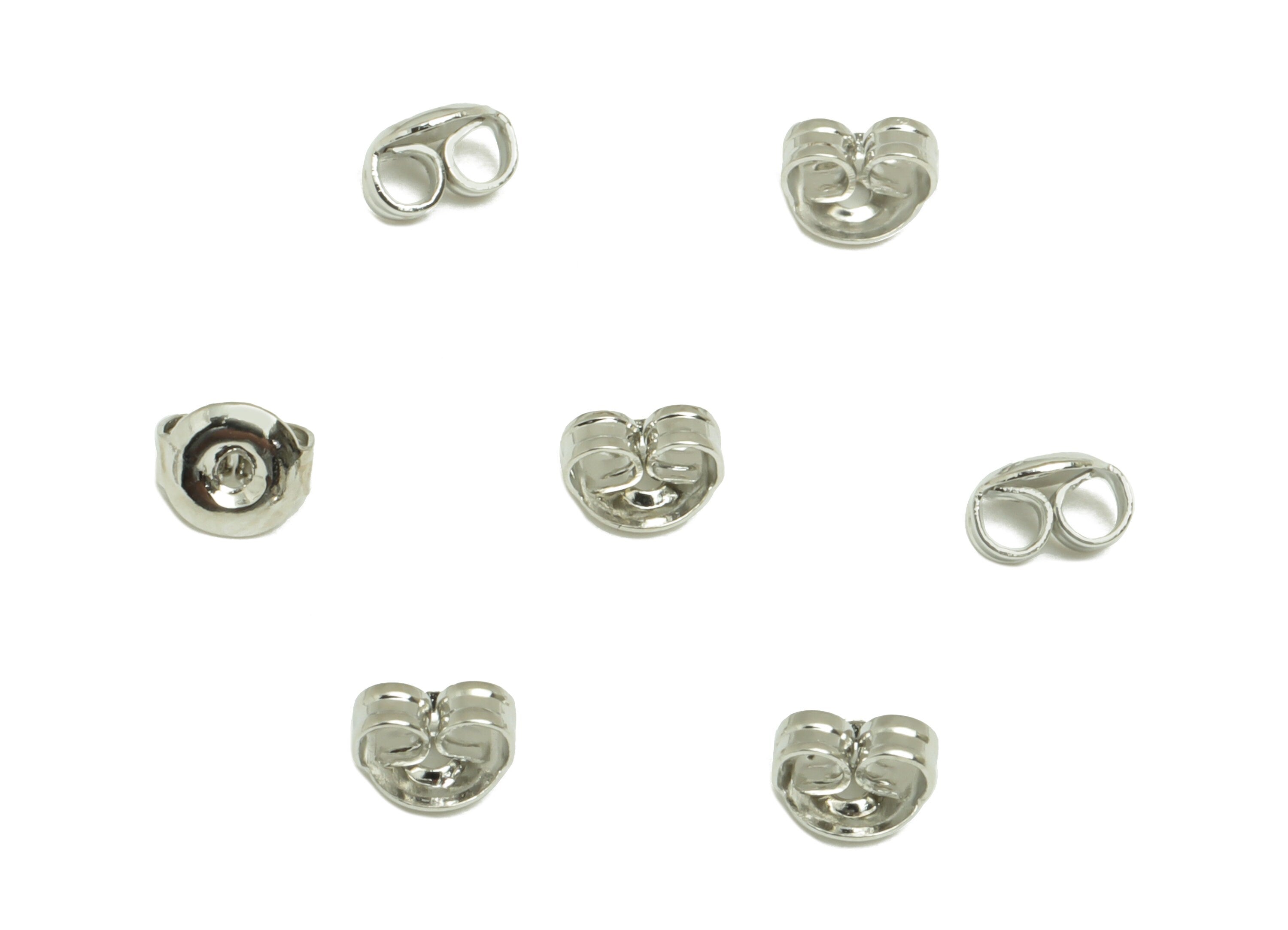 Brass Earring Back - Earring Post Nuts & Ear Backs - Earring Stopper - Ear Nuts - 18K Real White Plated Brass - 5.21x4.61x2.7mm - RGP3757S - DOMEDBAZAAR