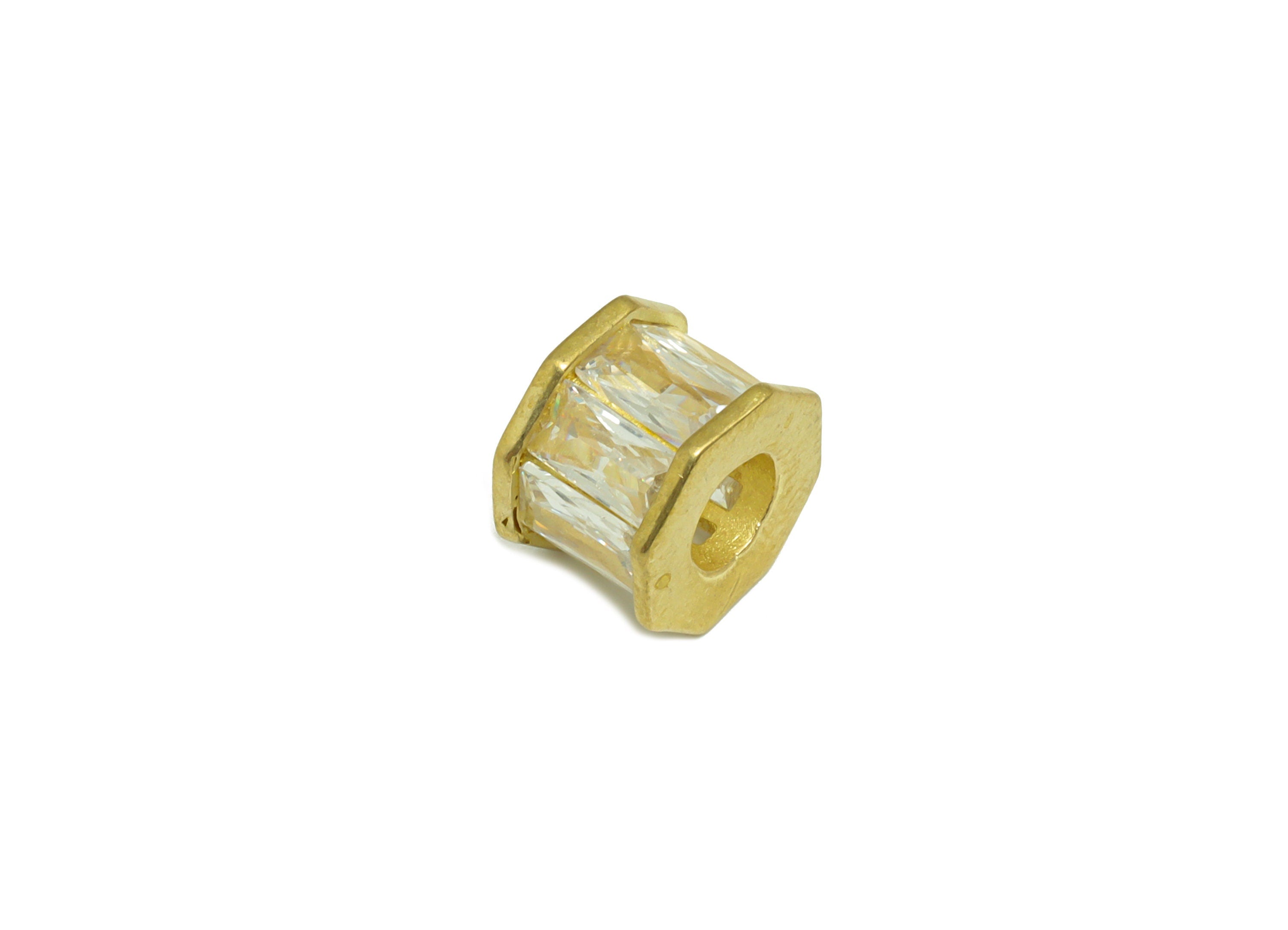 Brass CZ Earring Bead - Brass Cubic Zircon Geometry Bracelet Beads - Raw Brass Octagon Charm - Bracelet Bead - 9.9x7.54x7.53mm - PP9628 - DOMEDBAZAAR