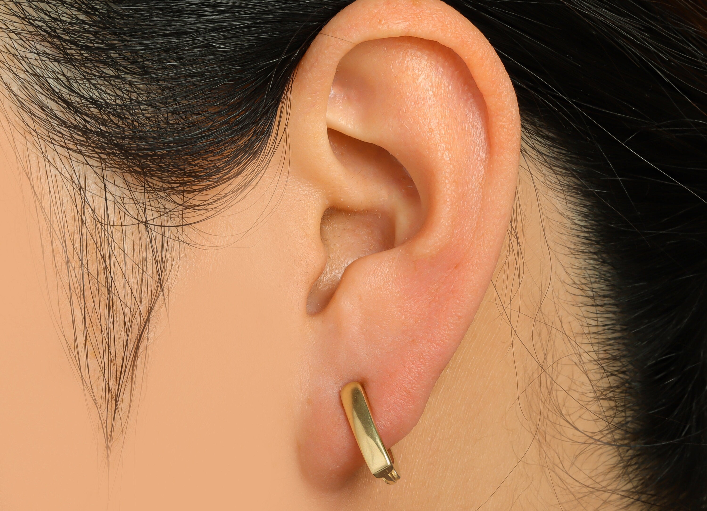 Brass Hoop Earring - Raw Brass Hoop Wire Earring - Brass English Lock Earring - Rectangle Hoop English Lock Earring - 14x12x3mm - PP9655 - DOMEDBAZAAR