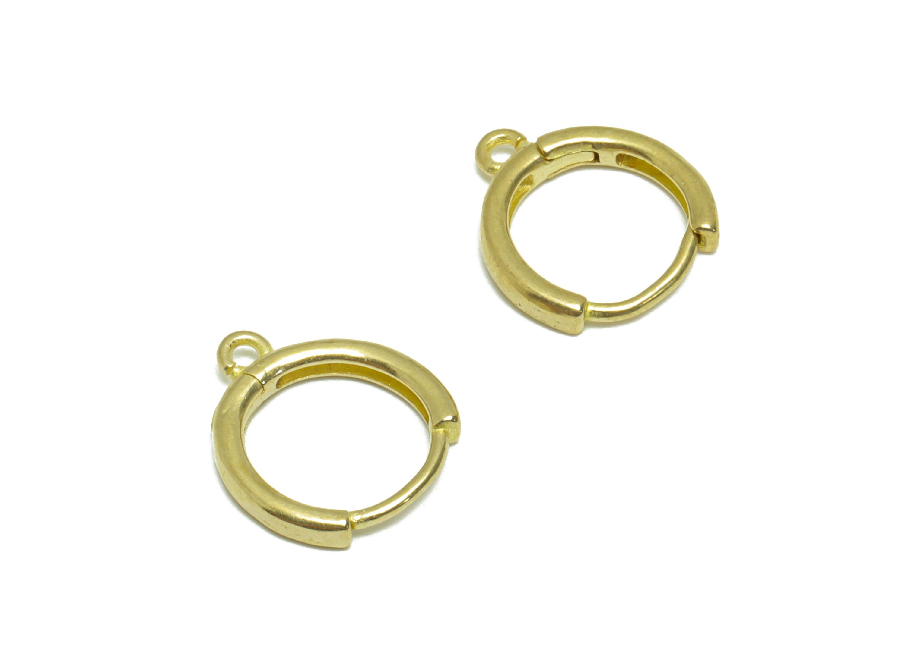 Brass Round Huggie Hoop Earring - Raw Brass Circle Wire Earring Clasp - Brass Hoop Earring With Loop - Clasp Hoop Earring - 13x11x2mm-PP9636 - DOMEDBAZAAR