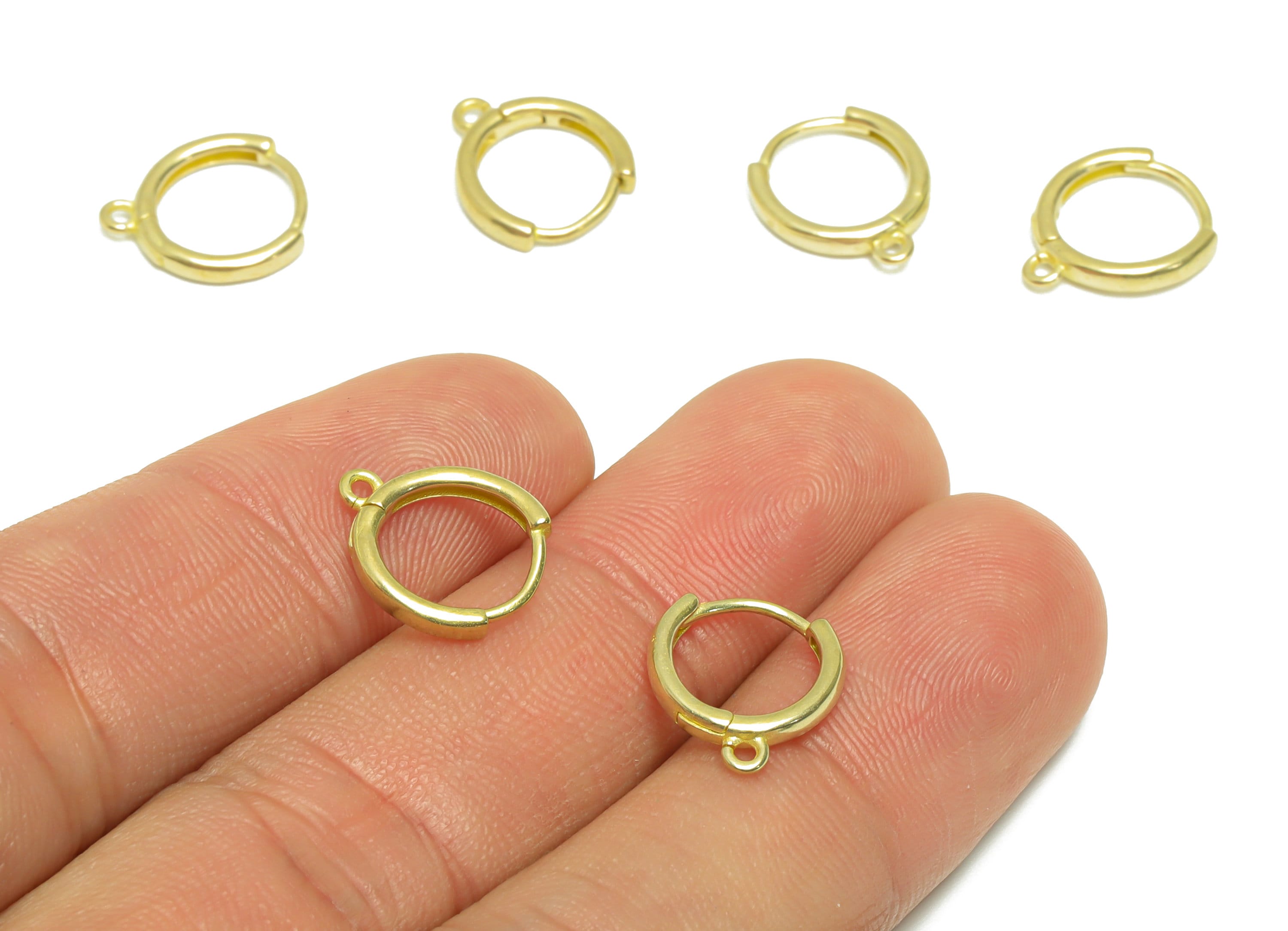 Brass Round Huggie Hoop Earring - Raw Brass Circle Wire Earring Clasp - Brass Hoop Earring With Loop - Clasp Hoop Earring - 13x11x2mm-PP9636 - DOMEDBAZAAR