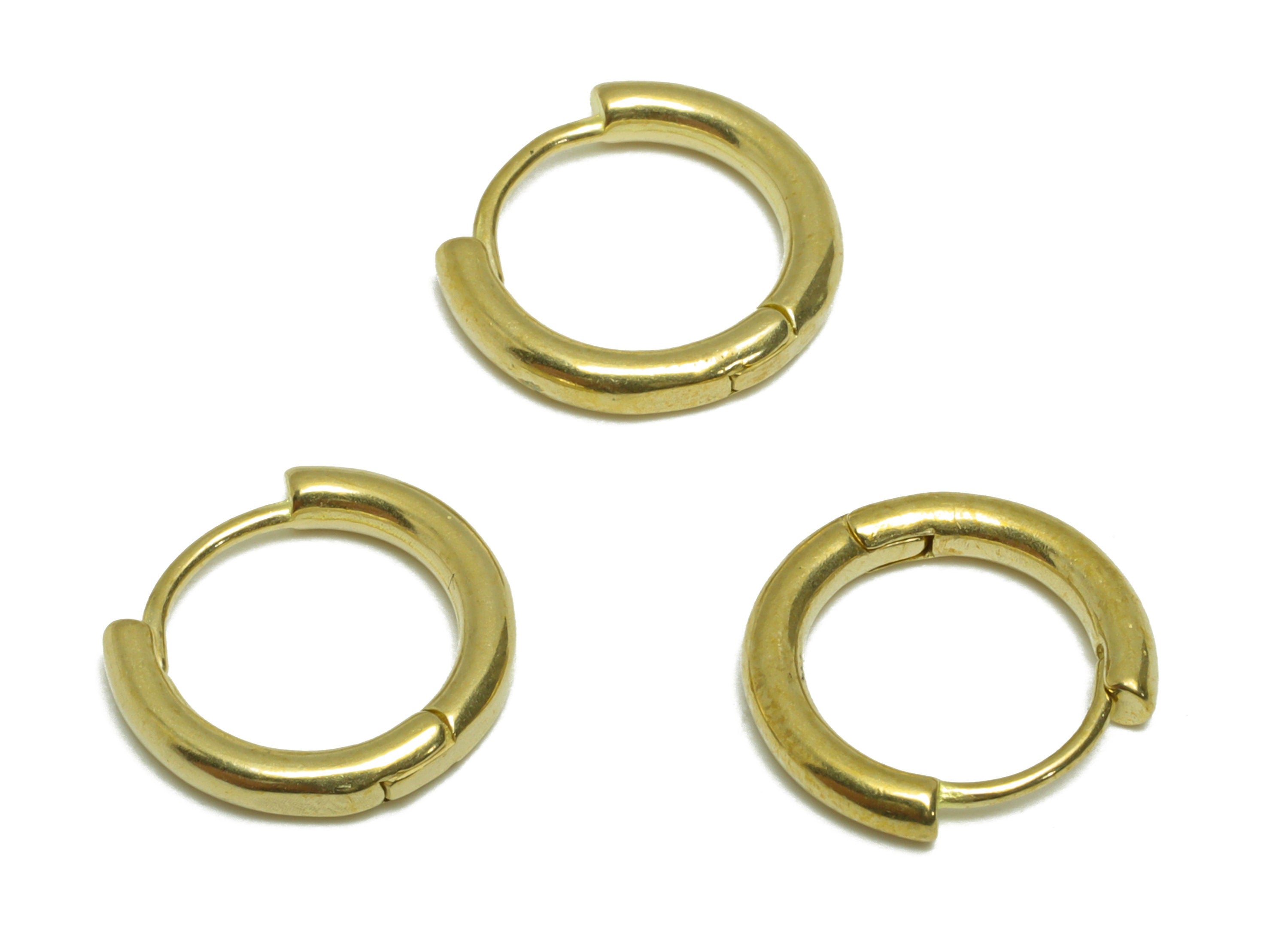 Brass Round Huggie Hoop Earring - Raw Brass Circle Wire Earring Clasp - Brass Clasp Earring - Clasp Hoop Earring - 12.7x11.8x2.12mm - PP9647 - DOMEDBAZAAR