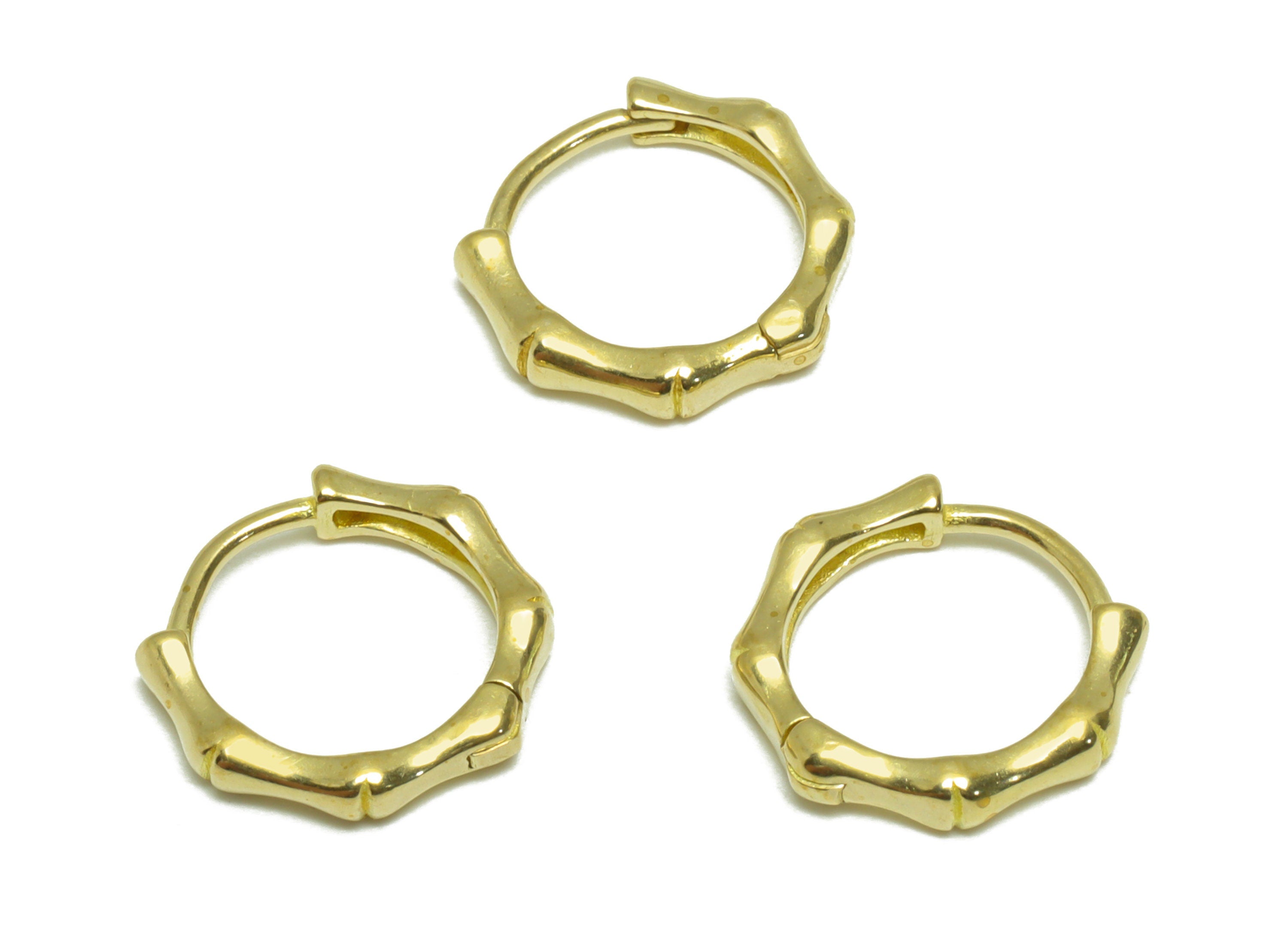 Brass Round Huggie Hoop Earring - Raw Brass Bamboo Wire Earring Clasp - Brass Clasp Earring - Clasp Hoop Earring - 13.9x13.02x2.5mm - PP9673 - DOMEDBAZAAR