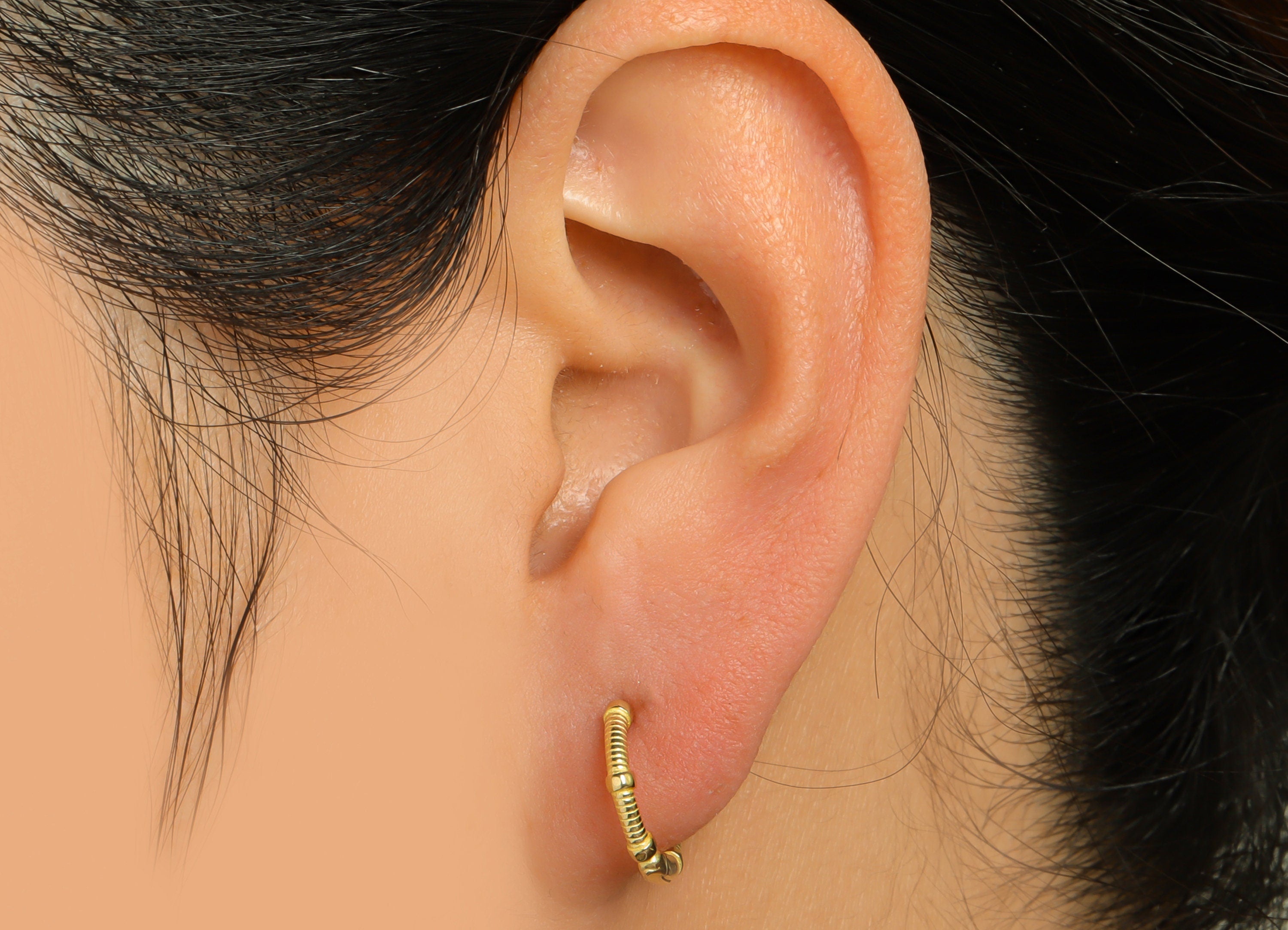 Brass Round Huggie Hoop Earring - Raw Brass Textured Wire Earring Clasp - Brass Clasp Earring - Clasp Hoop Earring - 14x12.7x2.1mm - PP9672 - DOMEDBAZAAR