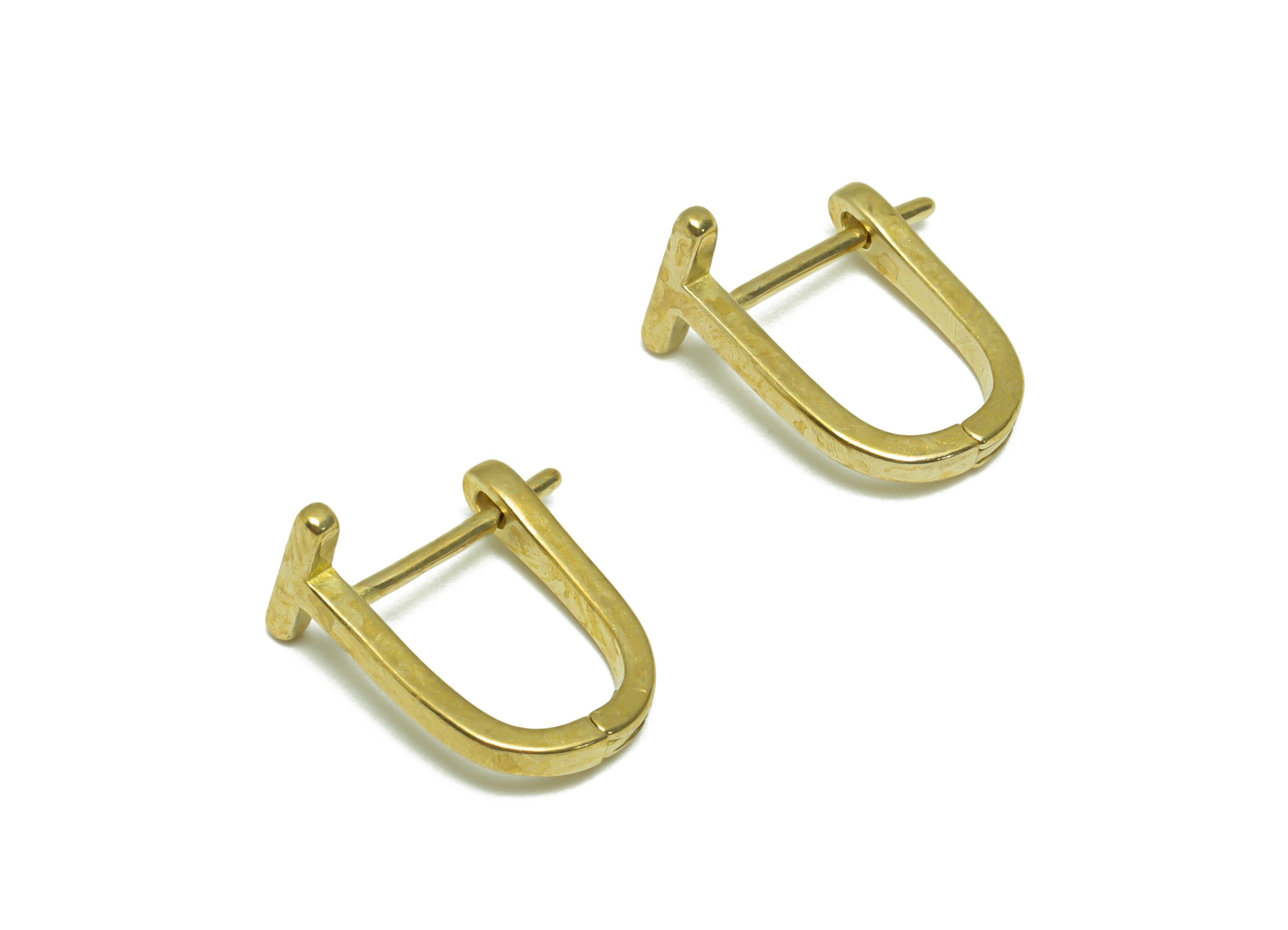 Gold Bar U Hoop Earring - Brass Stick English Lock Earring - Raw Brass U Hoop Earring - Geometry Earring - 15.3x13.64x8.9mm - PP9674 - DOMEDBAZAAR