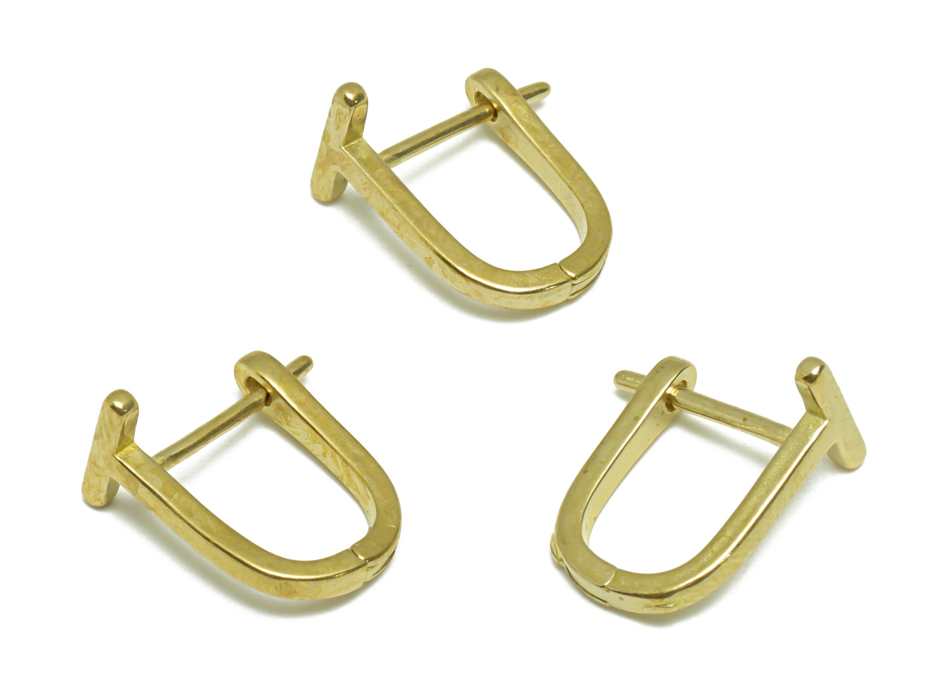 Gold Bar U Hoop Earring - Brass Stick English Lock Earring - Raw Brass U Hoop Earring - Geometry Earring - 15.3x13.64x8.9mm - PP9674 - DOMEDBAZAAR