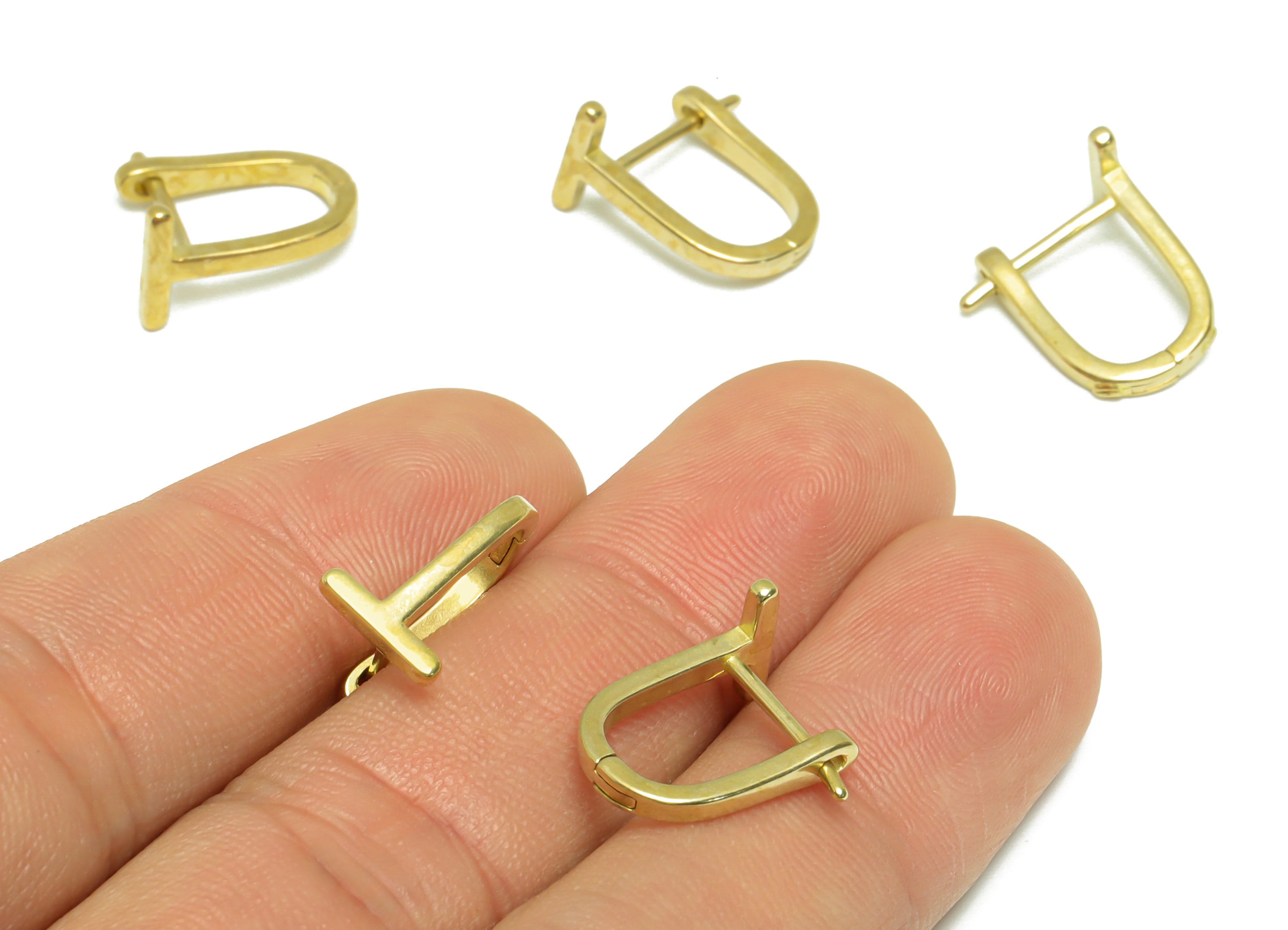 Gold Bar U Hoop Earring - Brass Stick English Lock Earring - Raw Brass U Hoop Earring - Geometry Earring - 15.3x13.64x8.9mm - PP9674 - DOMEDBAZAAR