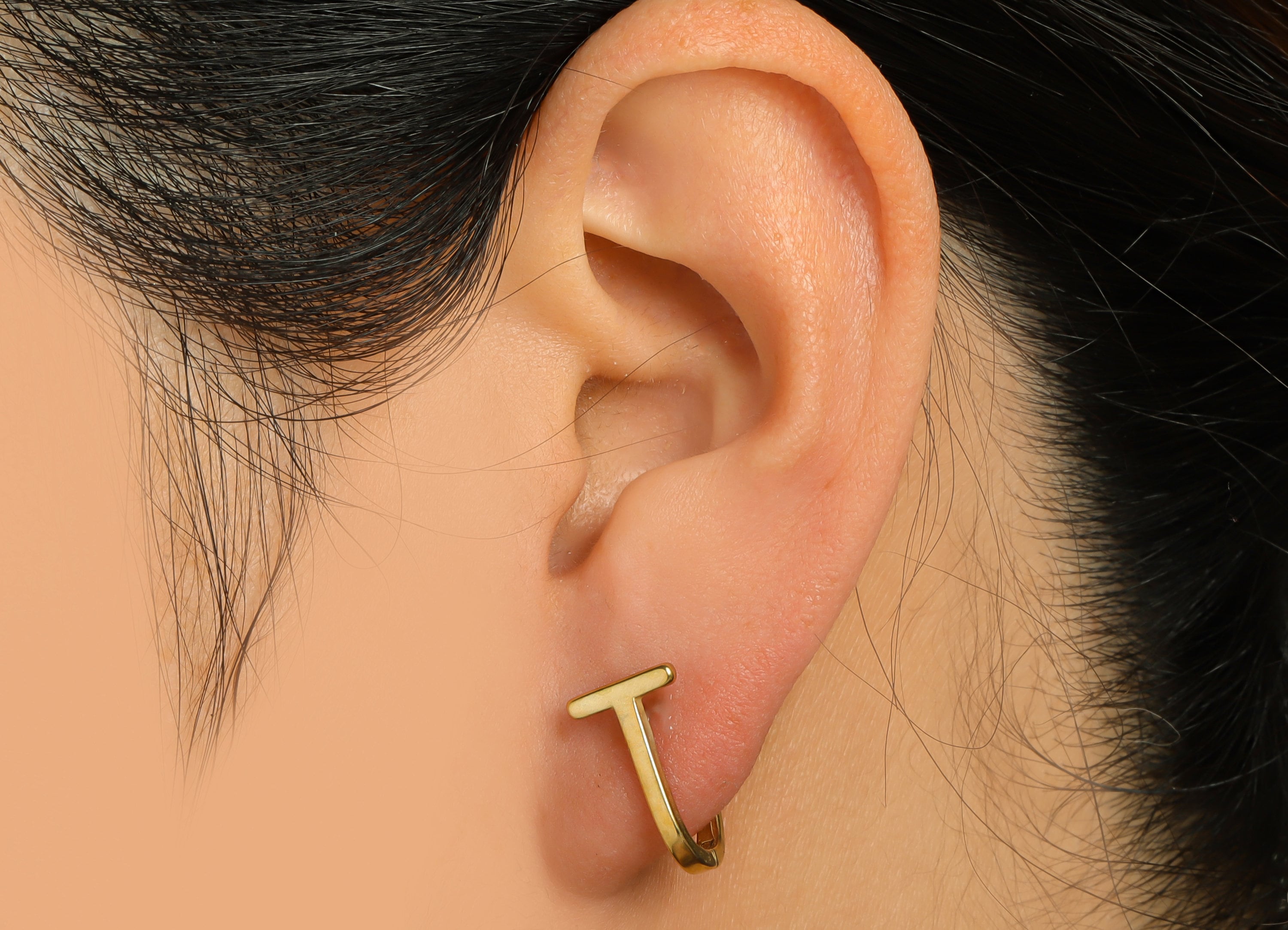 Gold Bar U Hoop Earring - Brass Stick English Lock Earring - Raw Brass U Hoop Earring - Geometry Earring - 15.3x13.64x8.9mm - PP9674 - DOMEDBAZAAR