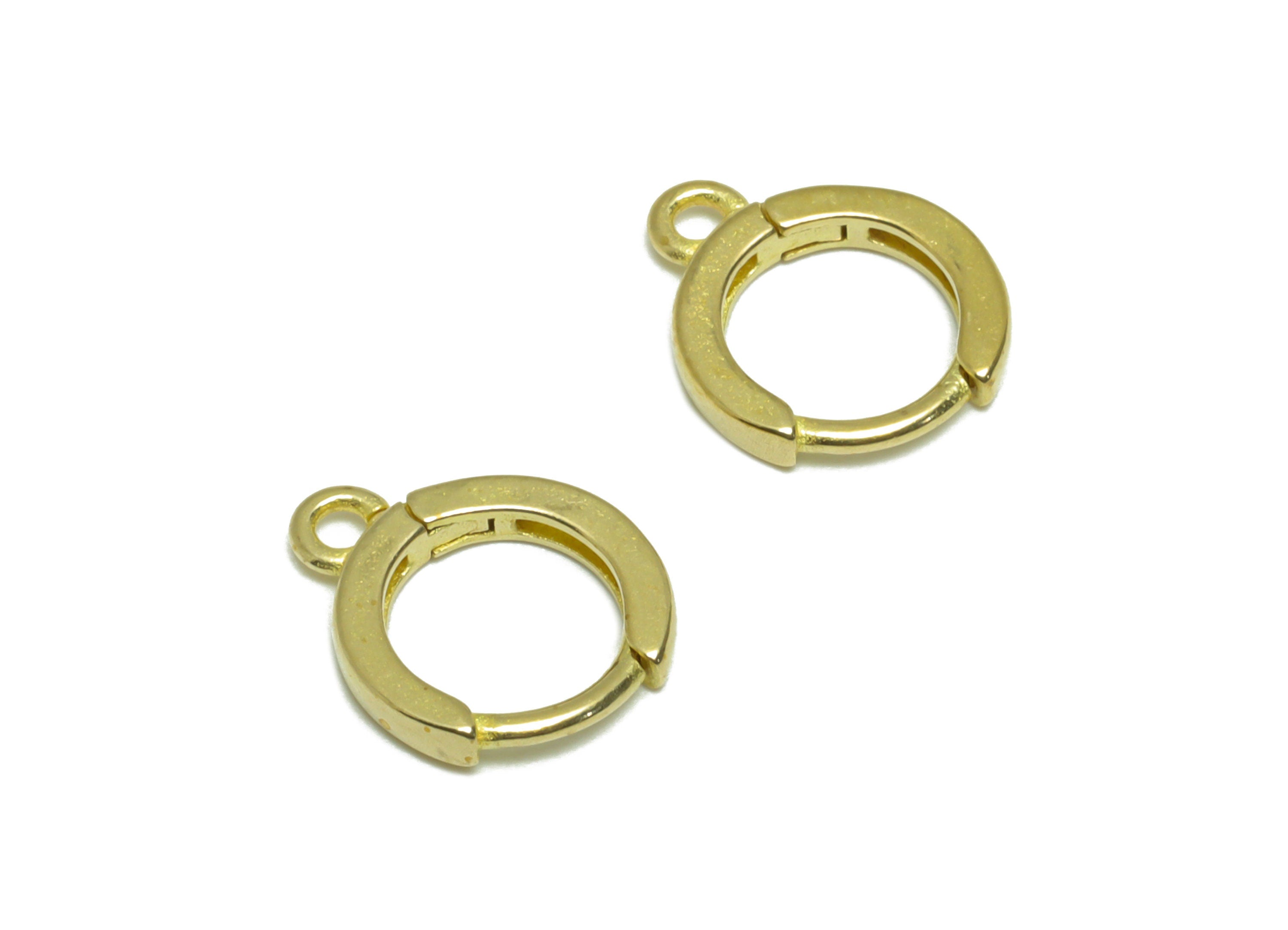 Brass Round Huggie Hoop Earring - Raw Brass Circle Wire Earring Clasp - Brass Hoop Earring With Loop - Mini Hoop Earring - 12x10x1mm-PP9675 - DOMEDBAZAAR