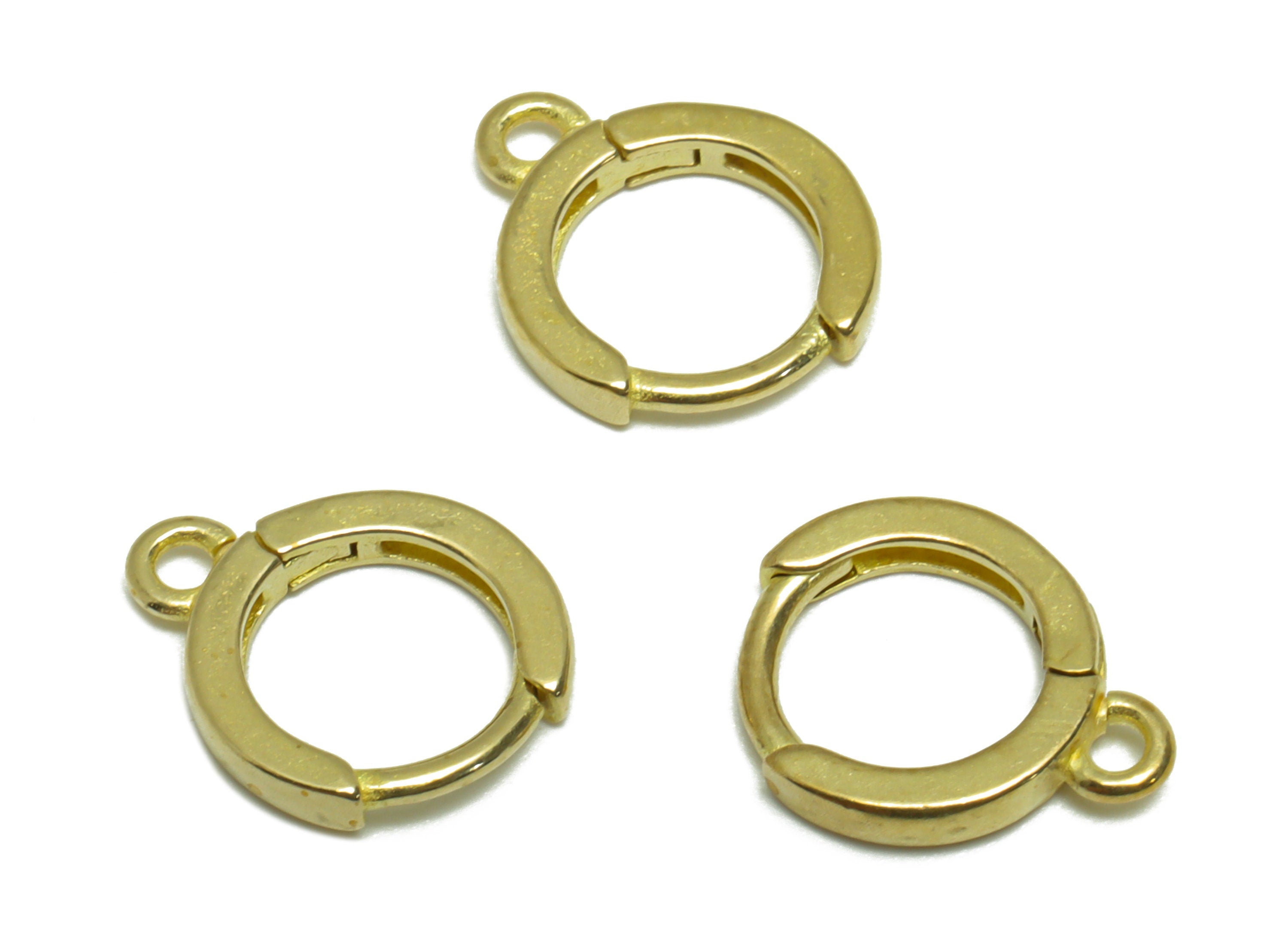 Brass Round Huggie Hoop Earring - Raw Brass Circle Wire Earring Clasp - Brass Hoop Earring With Loop - Mini Hoop Earring - 12x10x1mm-PP9675 - DOMEDBAZAAR