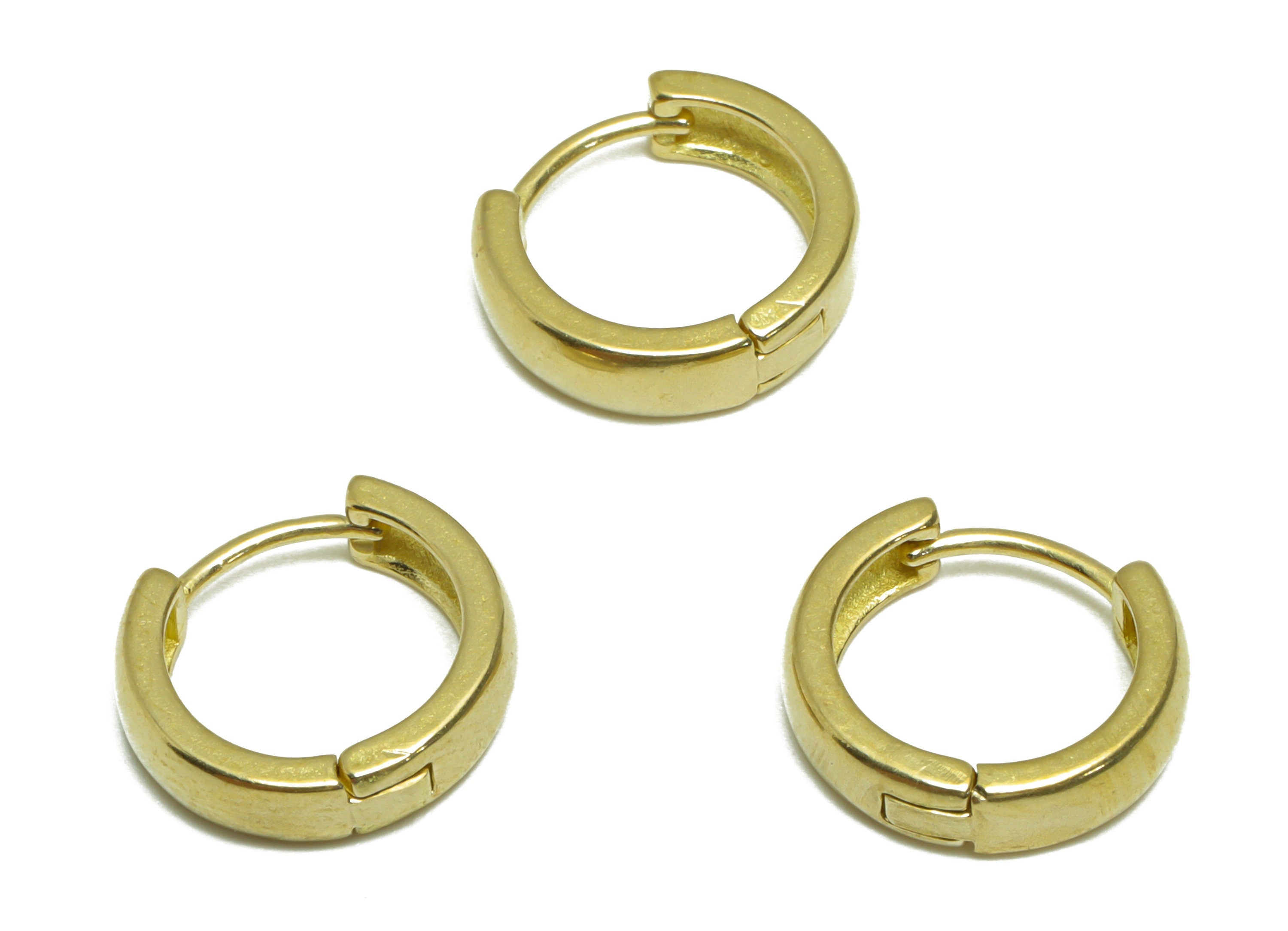 Brass Round Huggie Hoop Earring - Raw Brass Circle Wire Earring Clasp - Brass Geometry Earring - Mini Hoop Earring - 14.02x12.8x3mm - PP9725 - DOMEDBAZAAR