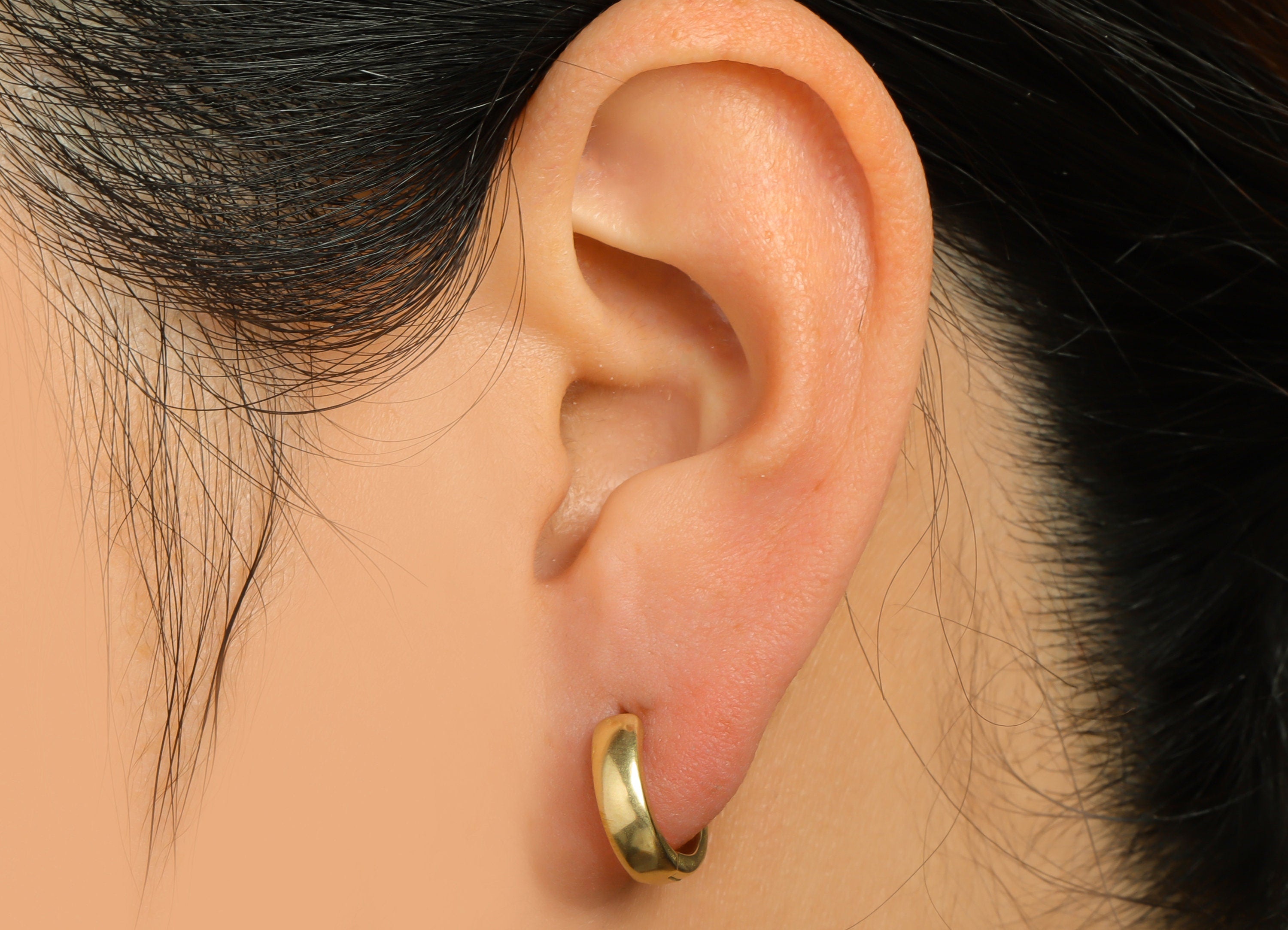 Brass Round Huggie Hoop Earring - Raw Brass Circle Wire Earring Clasp - Brass Geometry Earring - Mini Hoop Earring - 14.02x12.8x3mm - PP9725 - DOMEDBAZAAR