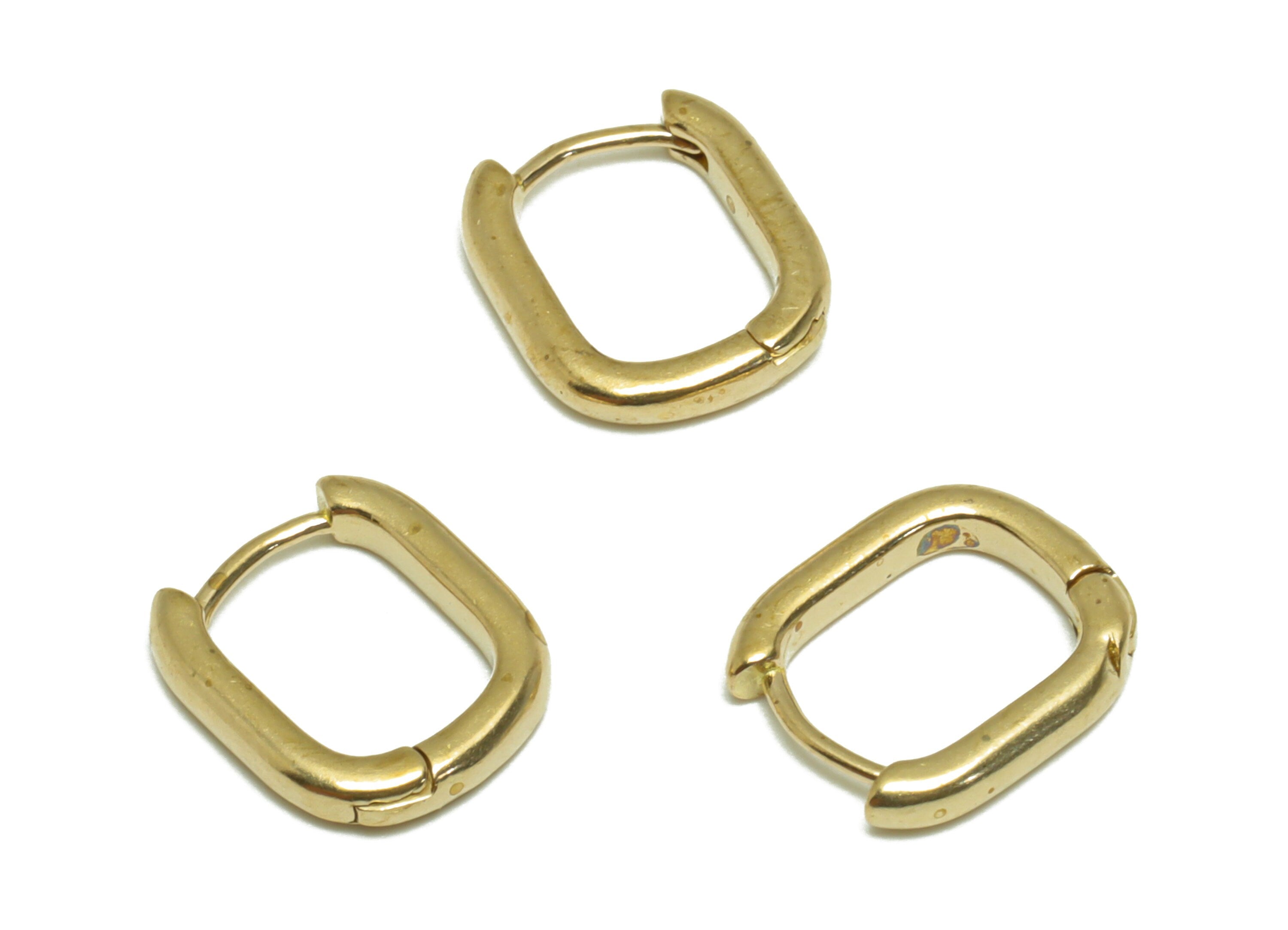 Brass Rectangle Huggie Hoop Earring - Raw Brass Hoop Wire Earring - Brass Geometry Earring - Clasp Hoop Earring - 11.4x10.1x2.12mm - PP9729 - DOMEDBAZAAR