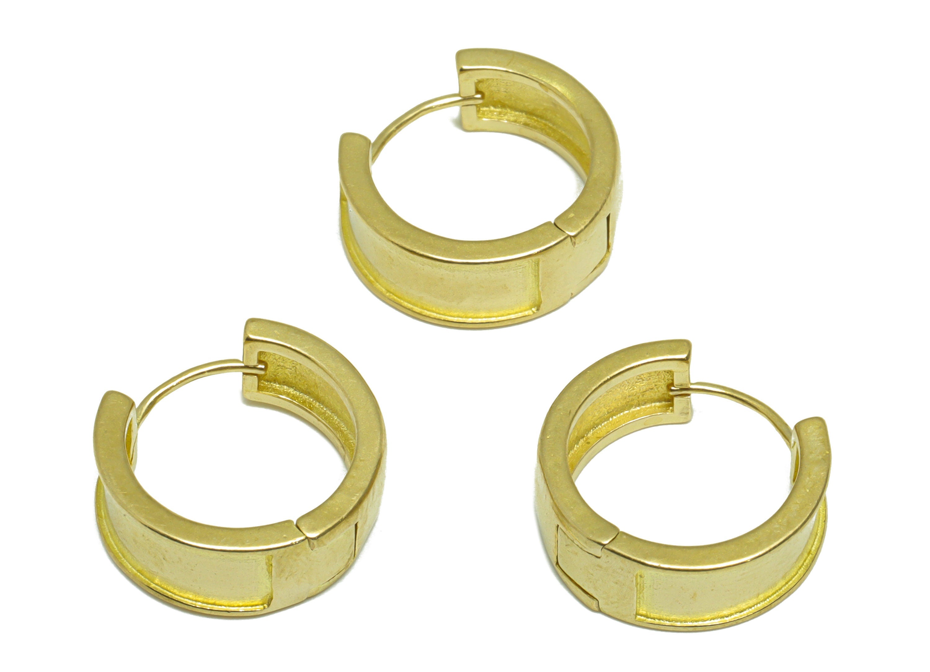 Brass Round Huggie Hoop Earring - Raw Brass Thick Hoop Earring - Brass Huggie Hoop Earring - Wide Hoop Earring - 15.5x15.2x6.13mm - PP9676 - DOMEDBAZAAR