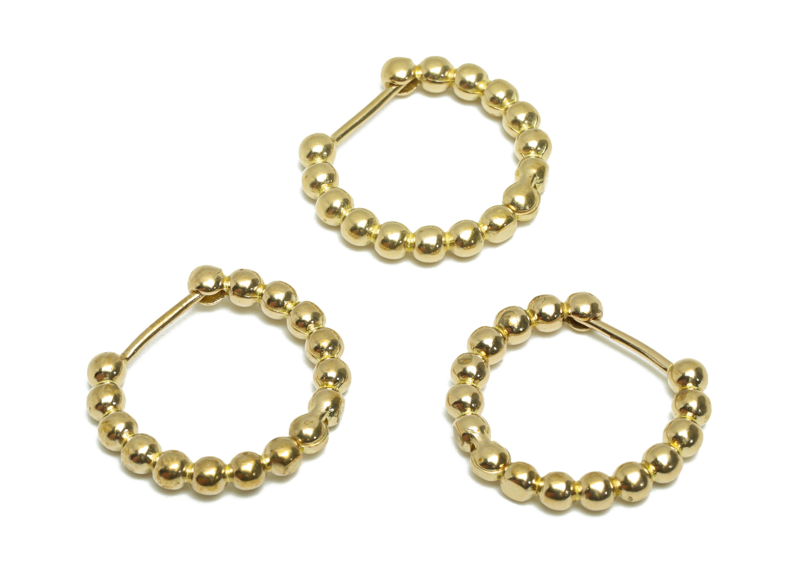 Brass Balls Huggie Hoop Earring - Raw Brass Circle Wire Earring Clasp - Brass Balls Hoop Huggie Earring - 19.9x17.6x2.8mm - PP9726 - DOMEDBAZAAR